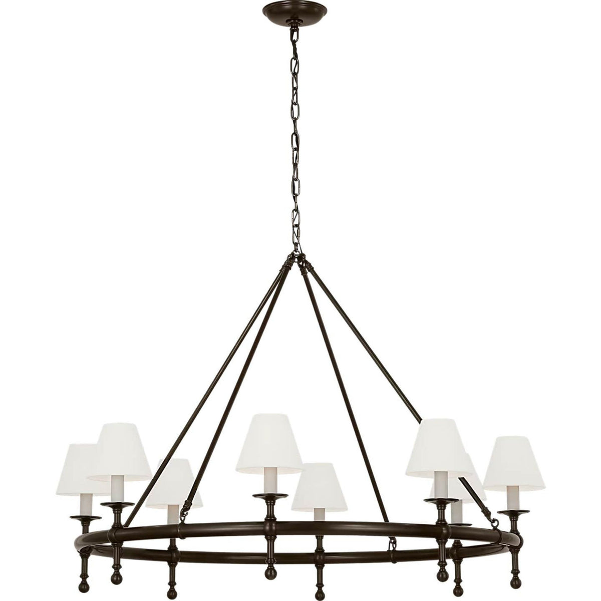 Chapman & Myers Classic 42" Ring Chandelier in Bronze with Linen Shades W43.75" x H34"