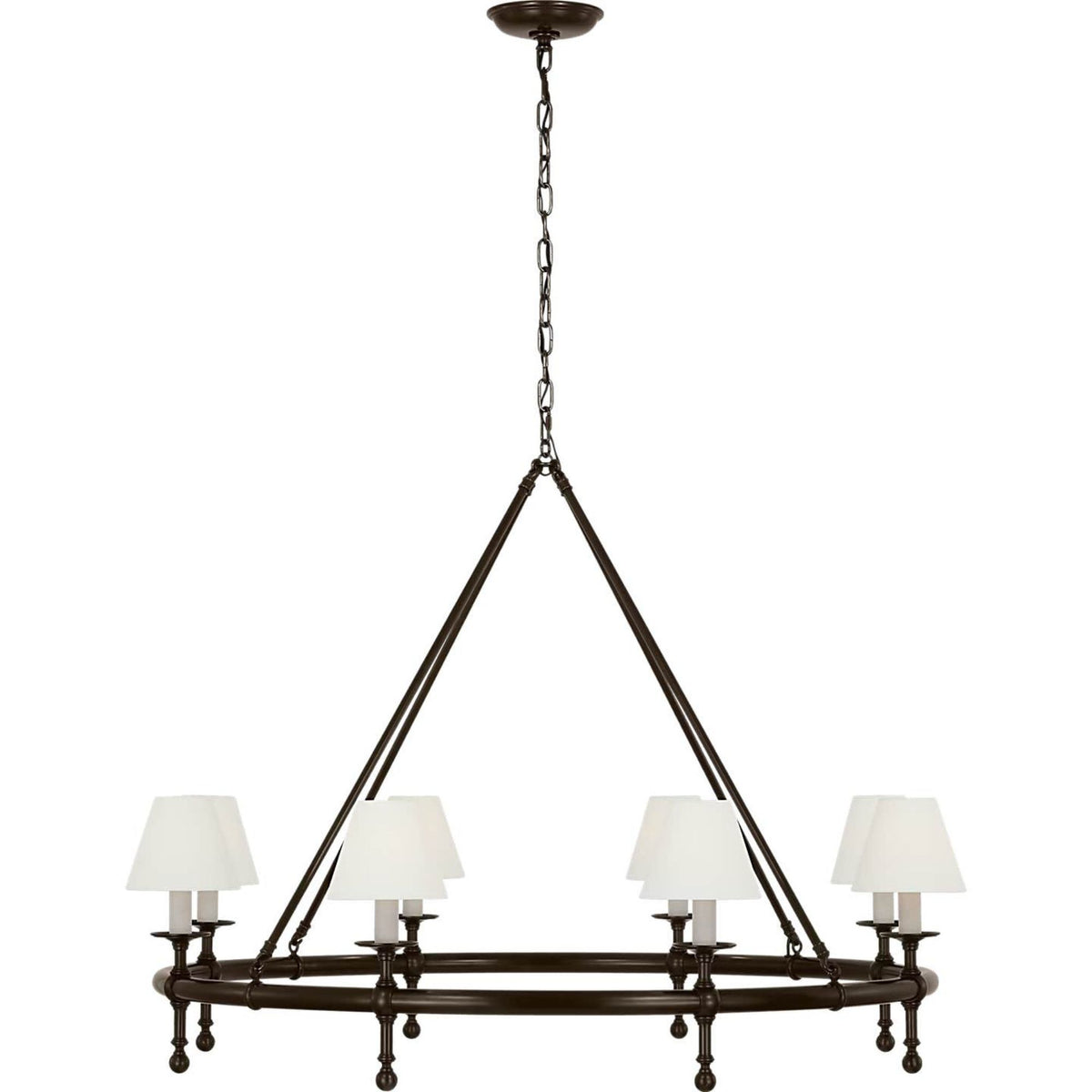 Chapman & Myers Classic 42" Ring Chandelier in Bronze with Linen Shades W43.75" x H34"
