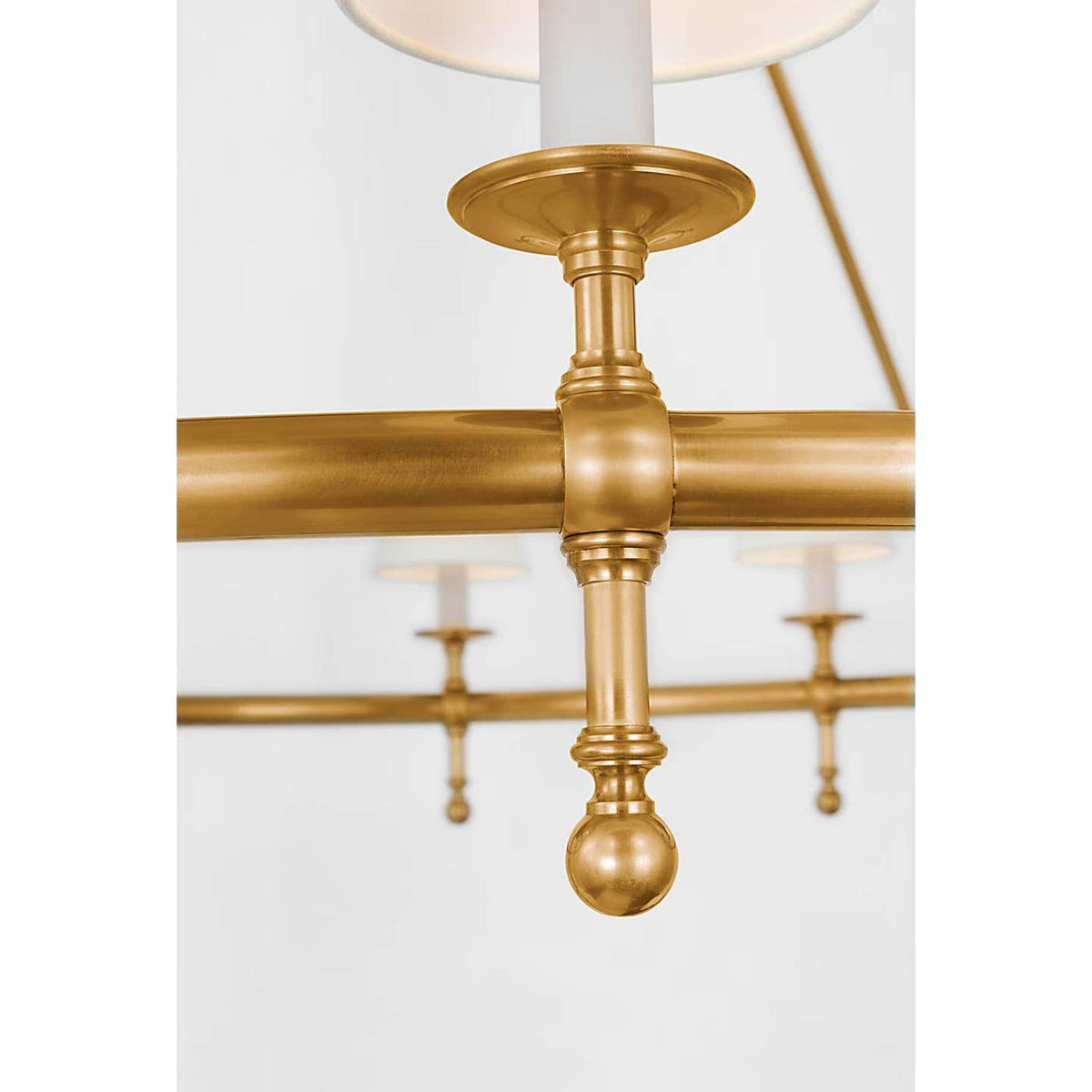 Chapman & Myers Classic 54" Two-Tier Ring Chandelier in Antique-Burnished Brass with Linen Shades W57.25" x H62"