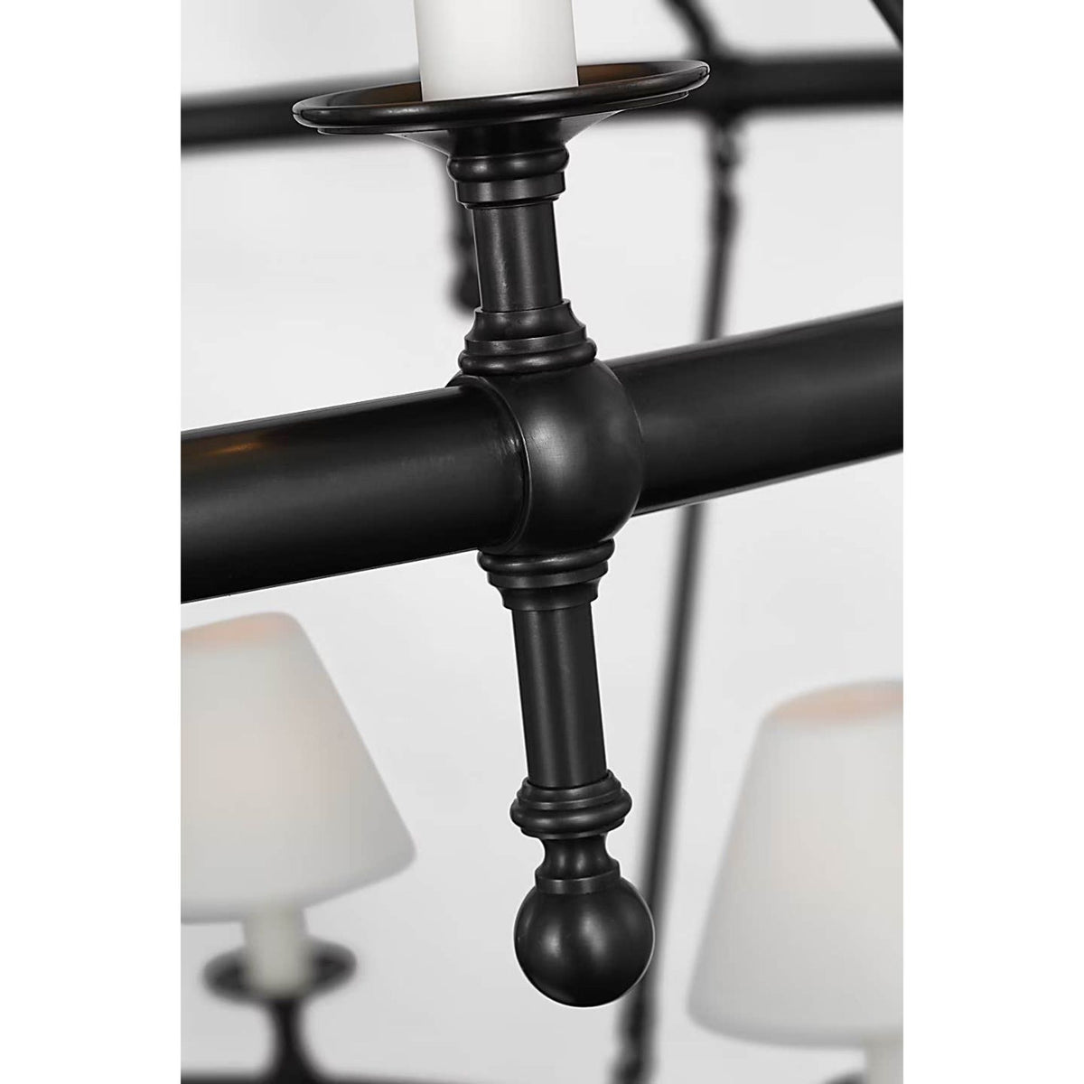 Chapman & Myers Classic 54" Two-Tier Ring Chandelier in Bronze with Linen Shades W57.25" x H62"