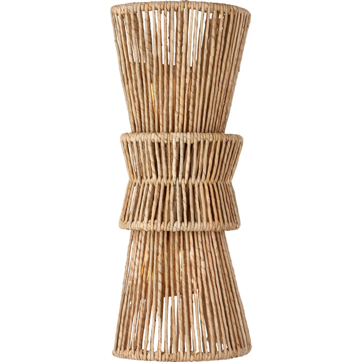 Chapman & Myers Antigua 20" Sconce in Antique-Burnished Brass and Natural Abaca W9" x H20.25" x E5.75"