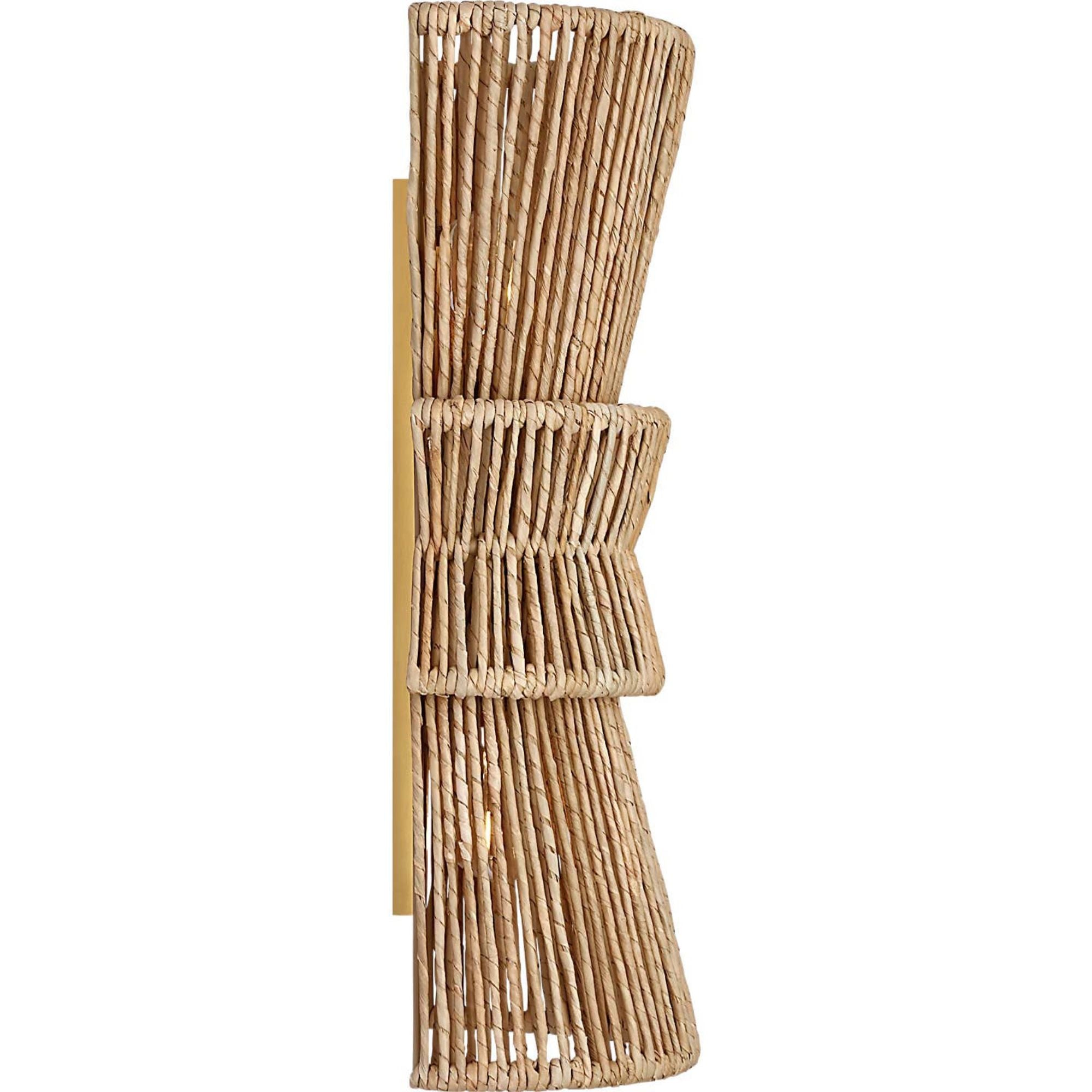 Chapman & Myers Antigua 20" Sconce in Antique-Burnished Brass and Natural Abaca W9" x H20.25" x E5.75"