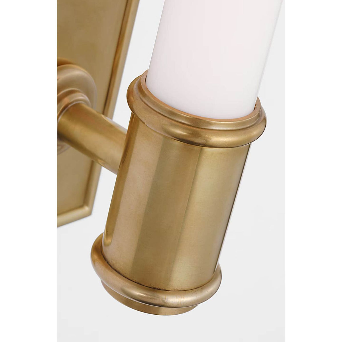 Chapman & Myers Owen 14" Single Bath Light in Antique-Burnished Brass with White Glass W2.75" x H13.5" x E4"
