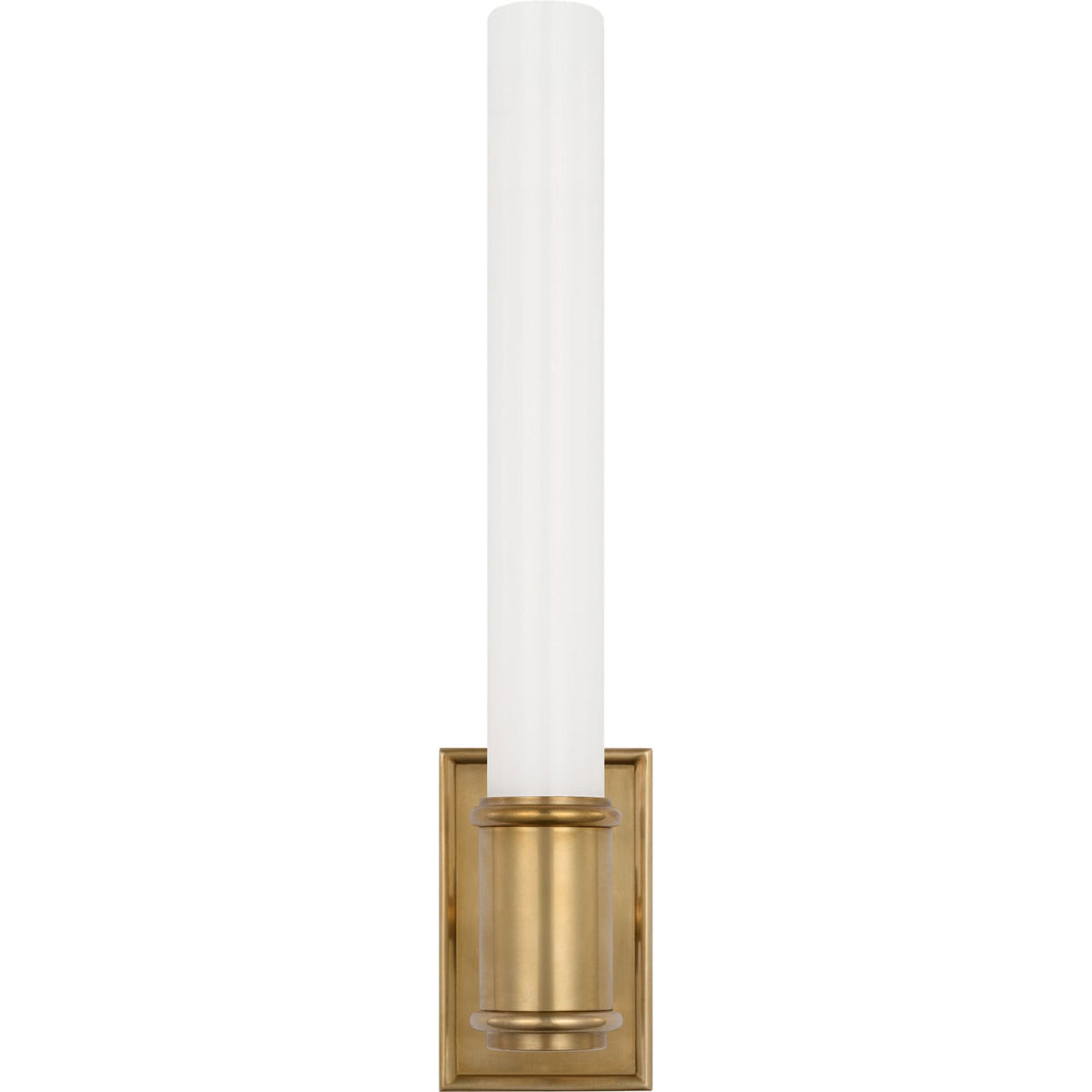 Chapman & Myers Owen 14" Single Bath Light in Antique-Burnished Brass with White Glass W2.75" x H13.5" x E4"