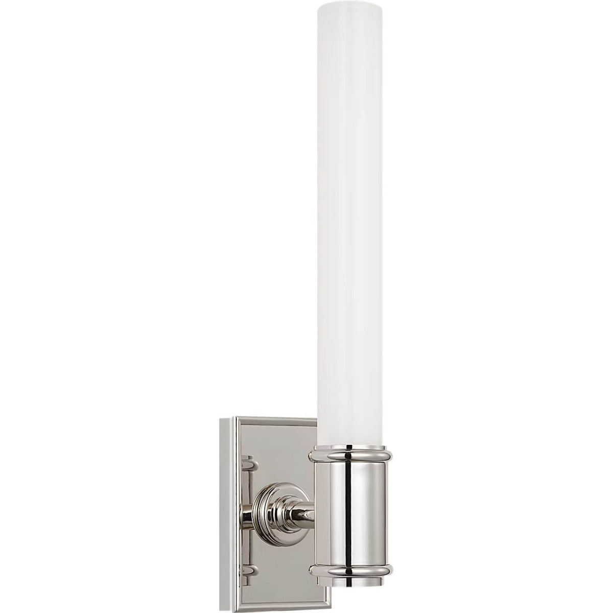 Chapman & Myers Owen 14" Single Bath Light in Polished Nickel with White Glass W2.75" x H13.5" x E4"