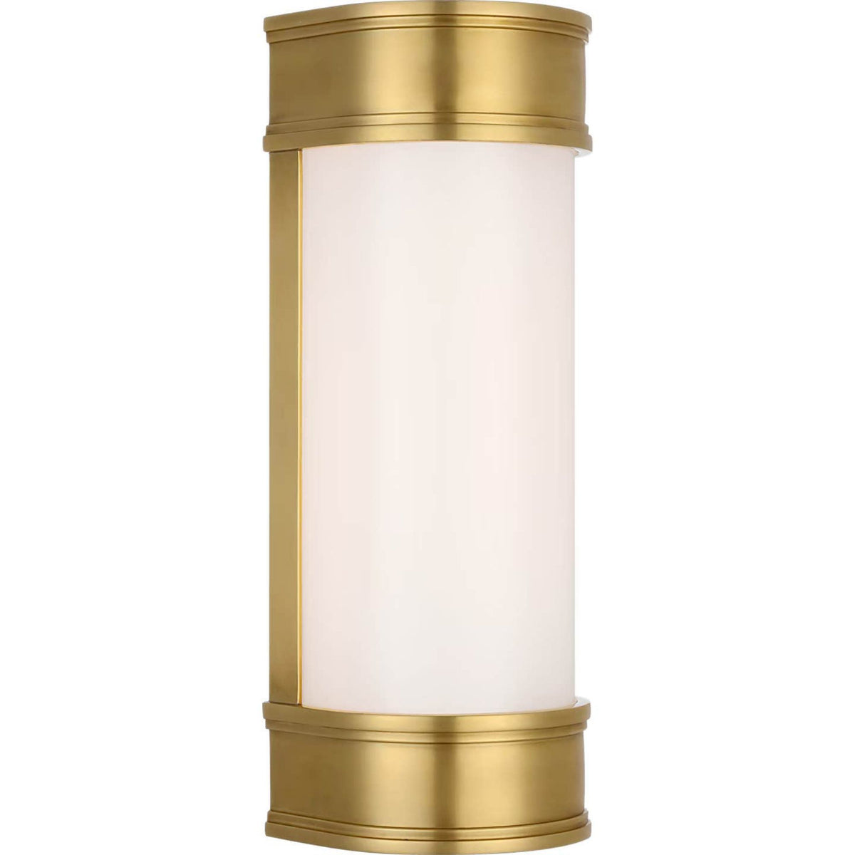 Chapman & Myers Marden 12" Salon Bath Sconce in Antique-Burnished Brass with White Glass W4.25" x H12" x E3.75"