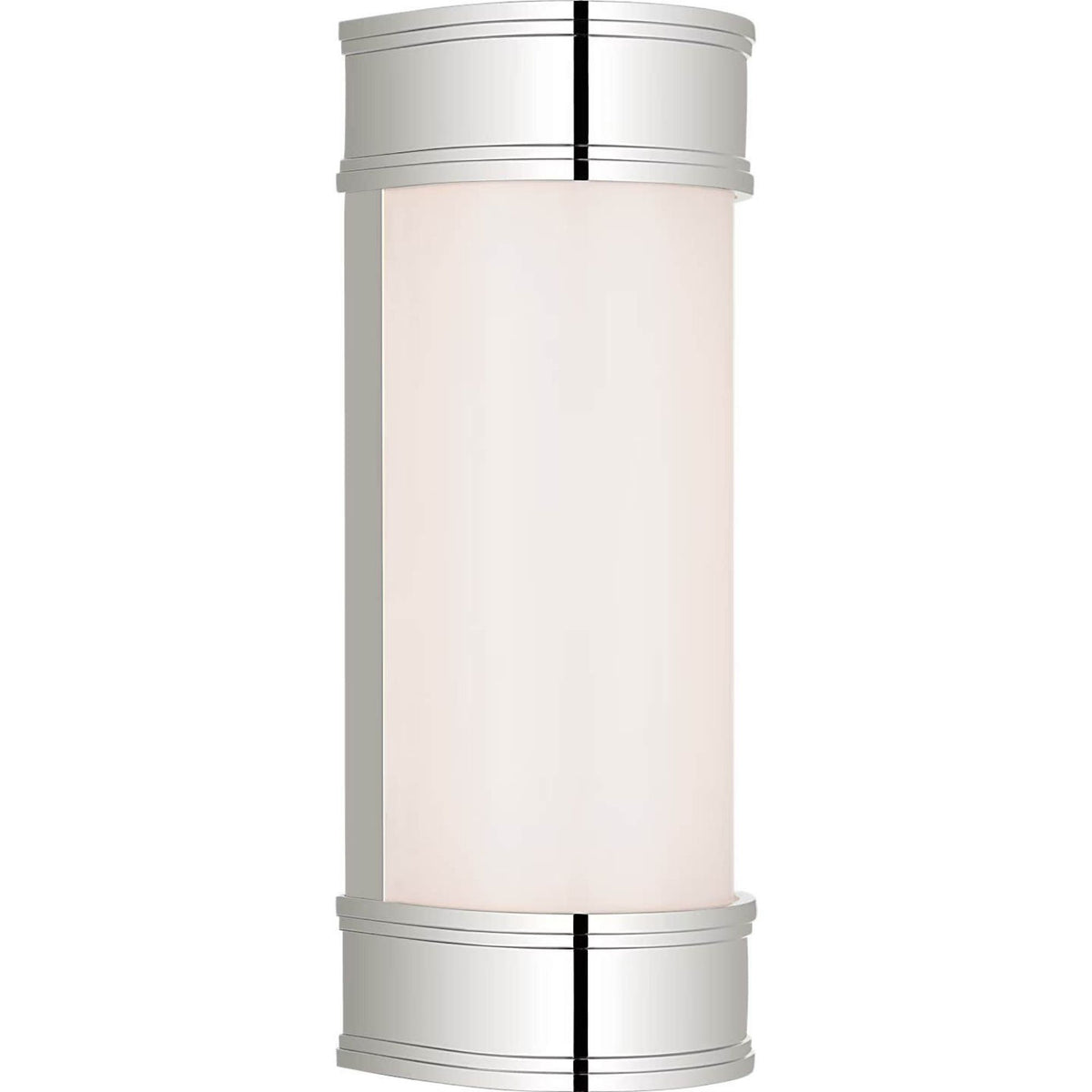 Chapman & Myers Marden 12" Salon Bath Sconce in Polished Nickel with White Glass W4.25" x H12" x E3.75"