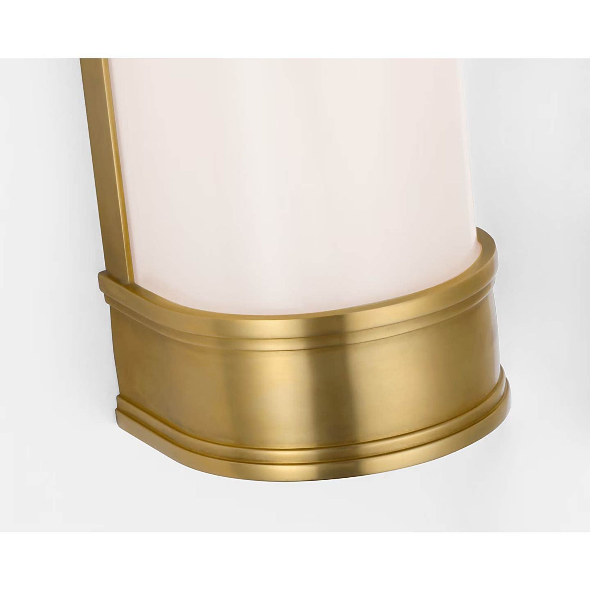 Chapman & Myers Marden 18" Salon Bath Sconce in Antique-Burnished Brass with White Glass W4.25" x H18" x E3.75"