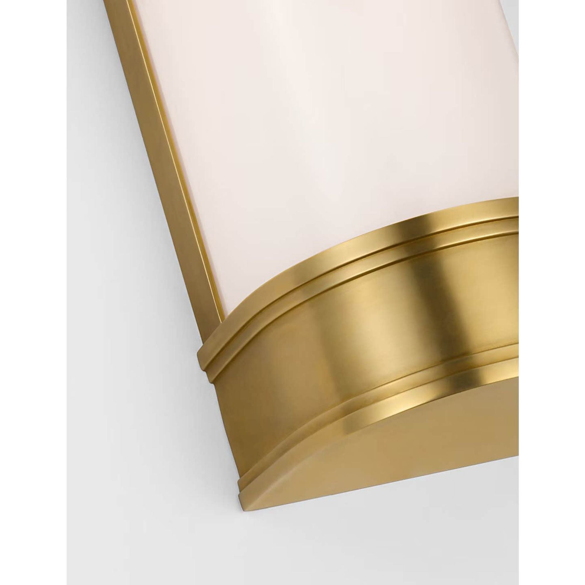 Chapman & Myers Marden 18" Salon Bath Sconce in Antique-Burnished Brass with White Glass W4.25" x H18" x E3.75"