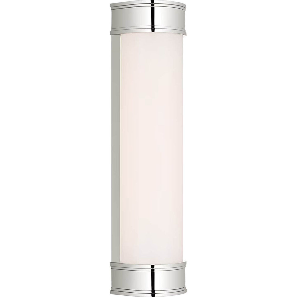 Chapman & Myers Marden 18" Salon Bath Sconce in Polished Nickel with White Glass W4.25" x H18" x E3.75"