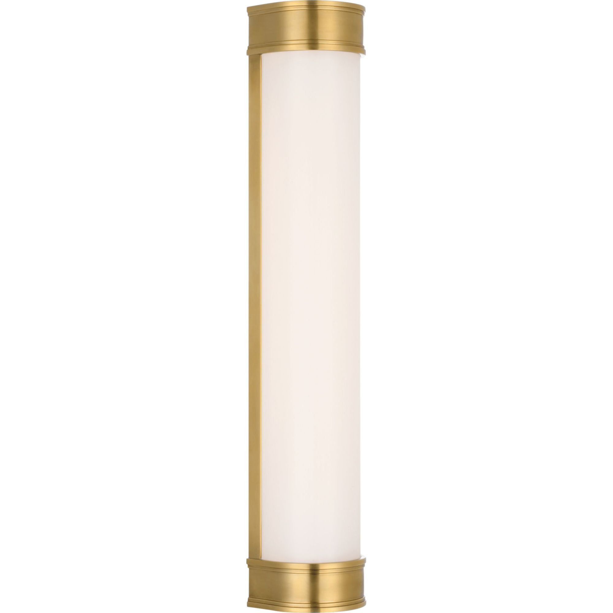 Chapman & Myers Marden 24" Salon Bath Sconce in Antique-Burnished Brass with White Glass W4.25" x H24" x E3.75"