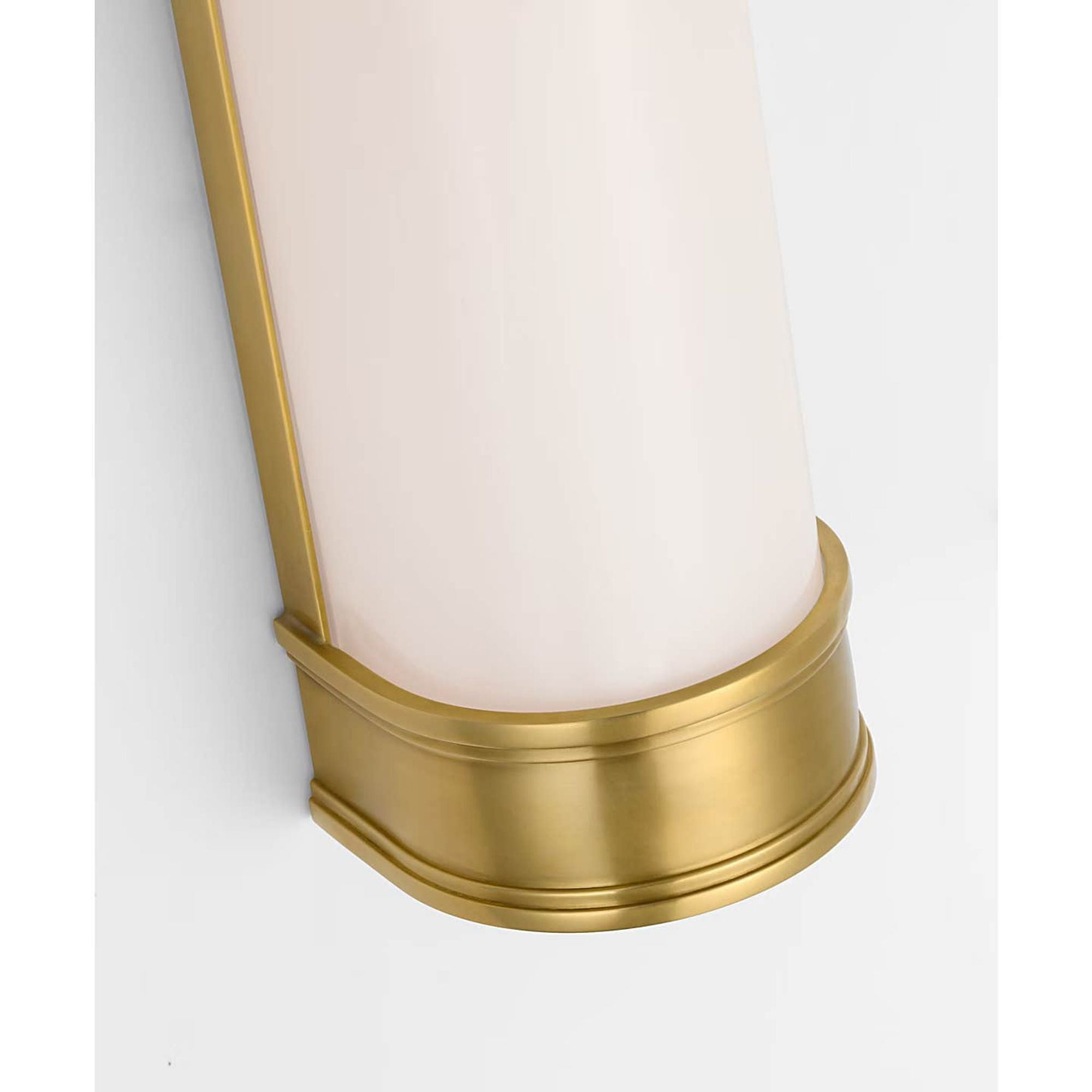 Chapman & Myers Marden 24" Salon Bath Sconce in Antique-Burnished Brass with White Glass W4.25" x H24" x E3.75"