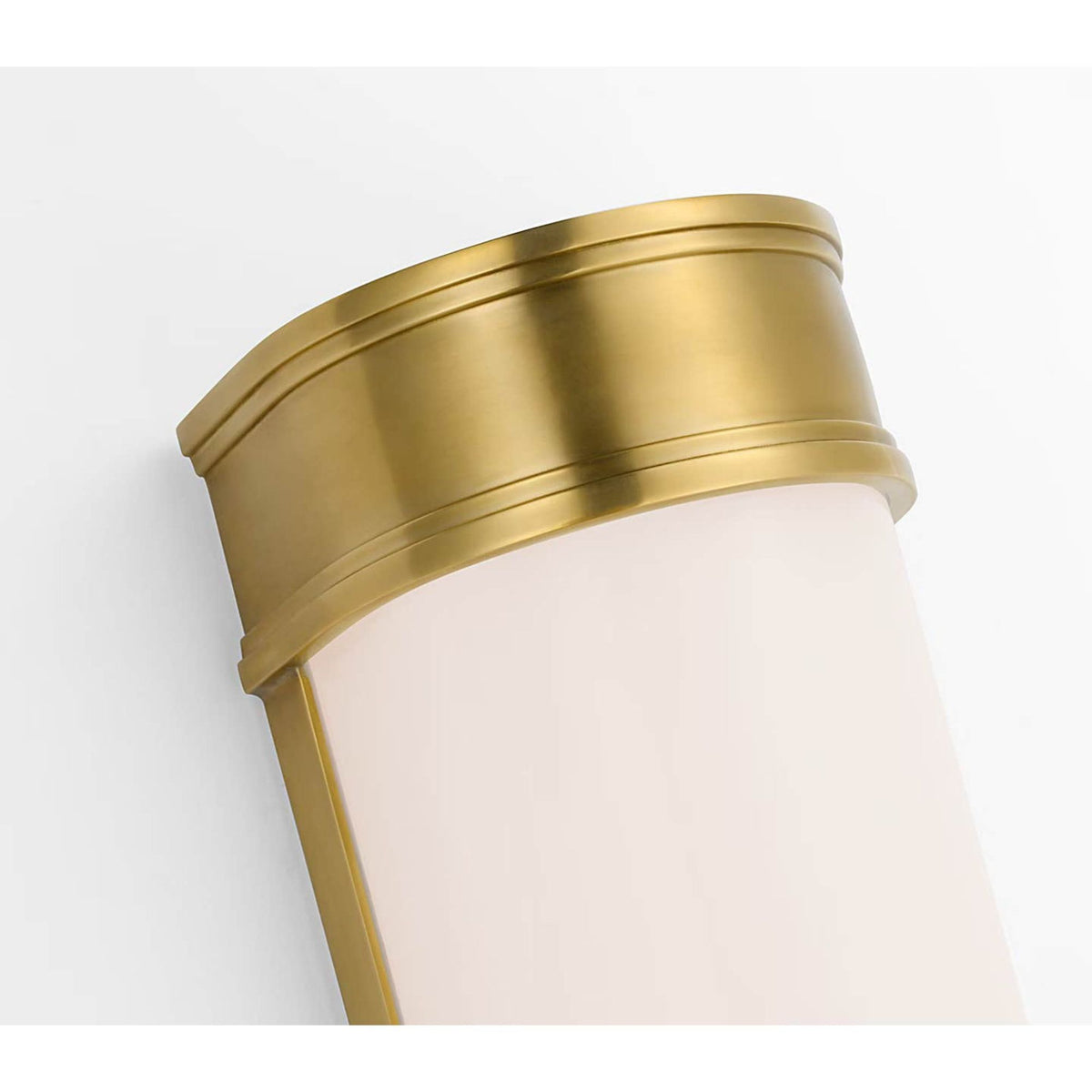 Chapman & Myers Marden 24" Salon Bath Sconce in Antique-Burnished Brass with White Glass W4.25" x H24" x E3.75"