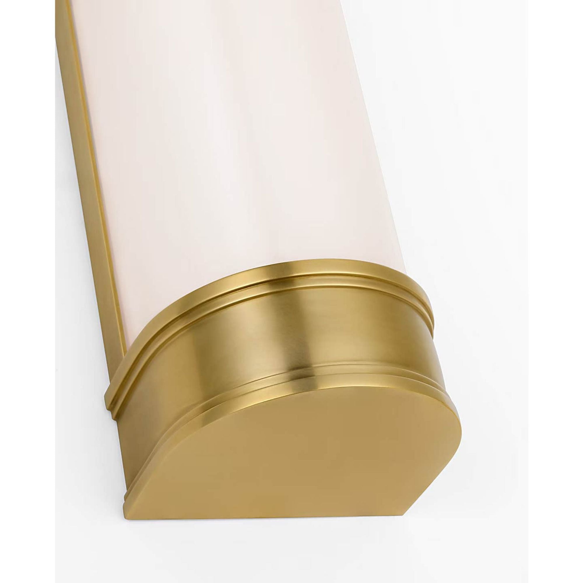 Chapman & Myers Marden 24" Salon Bath Sconce in Antique-Burnished Brass with White Glass W4.25" x H24" x E3.75"