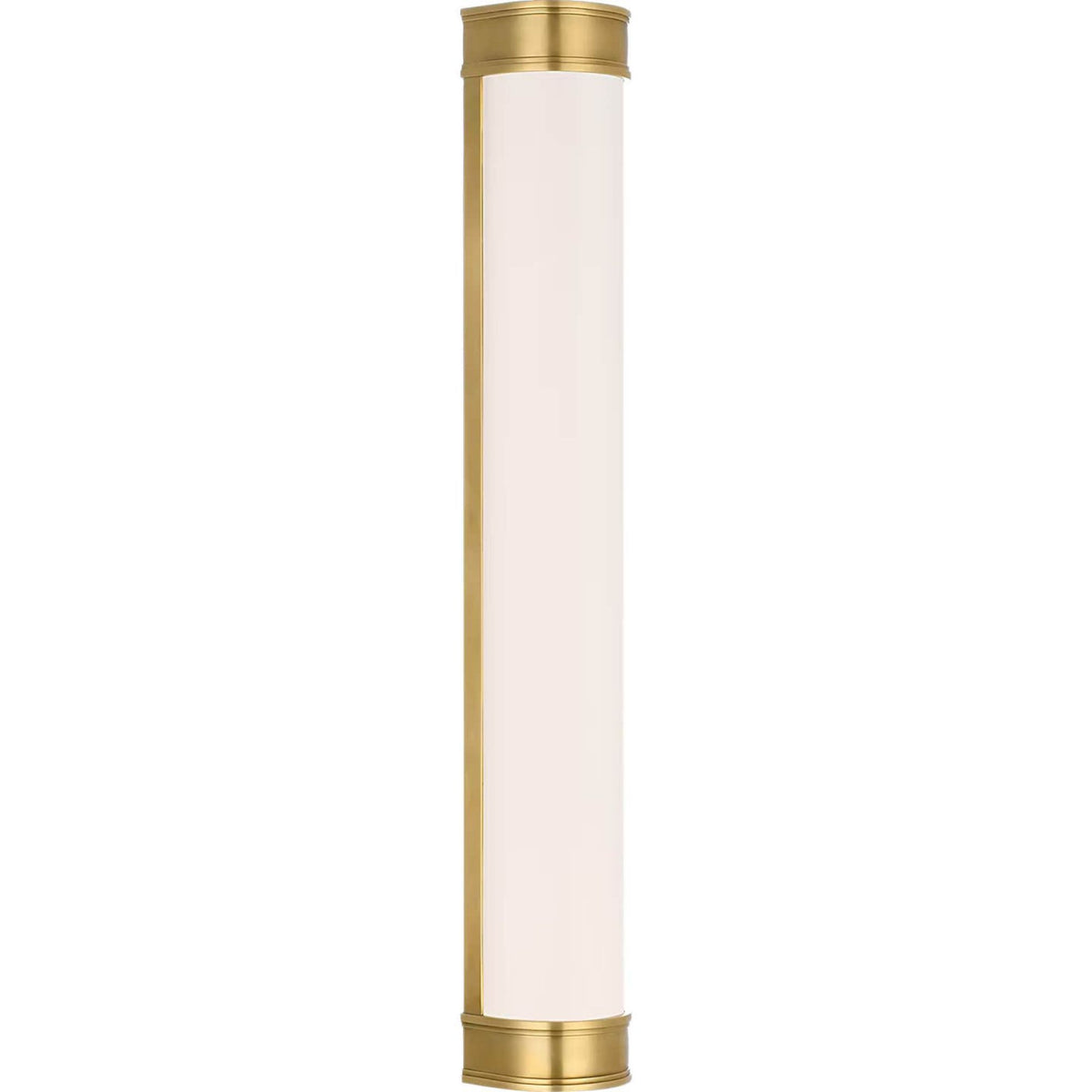 Chapman & Myers Marden 30" Salon Bath Sconce in Antique-Burnished Brass with White Glass W4.25" x H30" x E3.75"