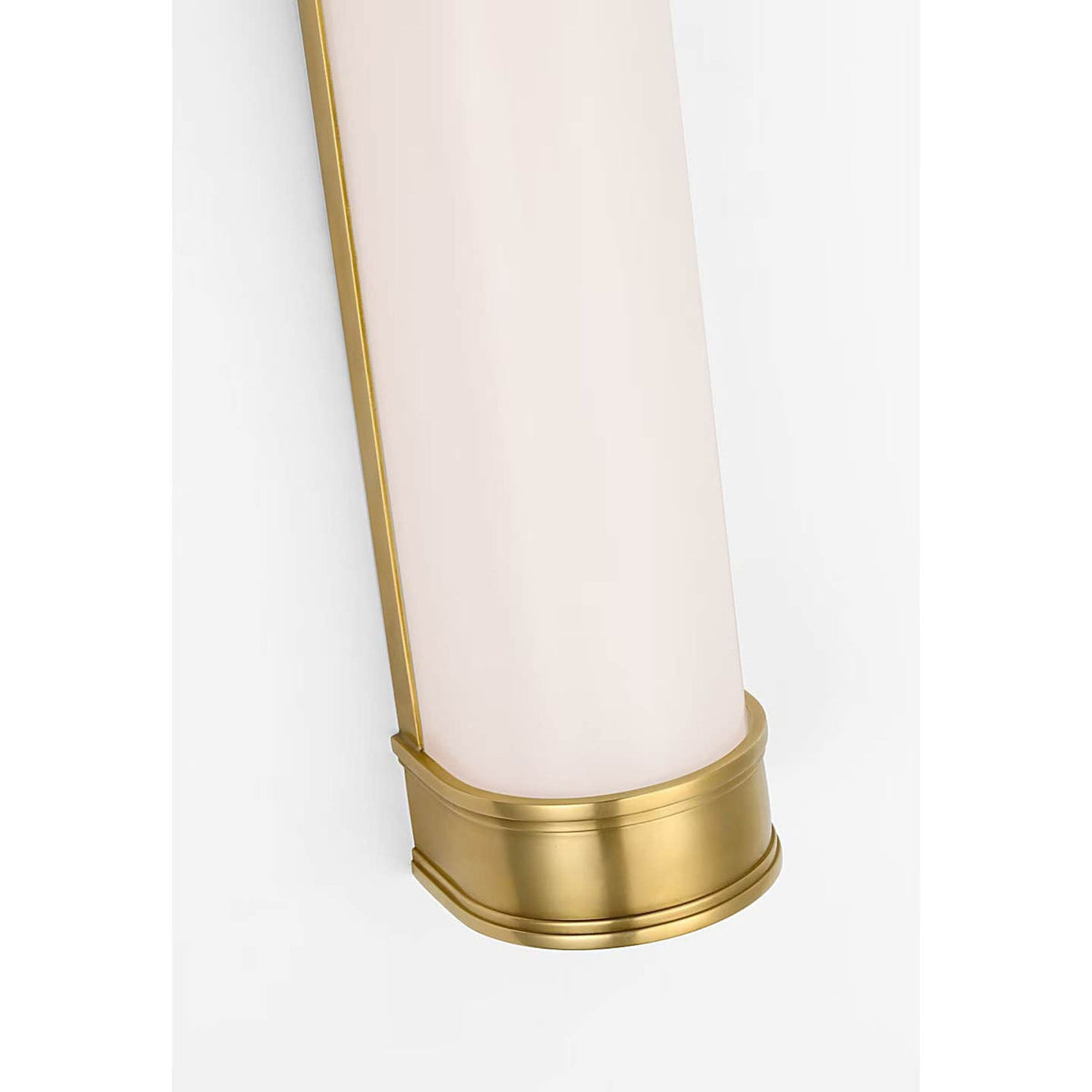 Chapman & Myers Marden 30" Salon Bath Sconce in Antique-Burnished Brass with White Glass W4.25" x H30" x E3.75"