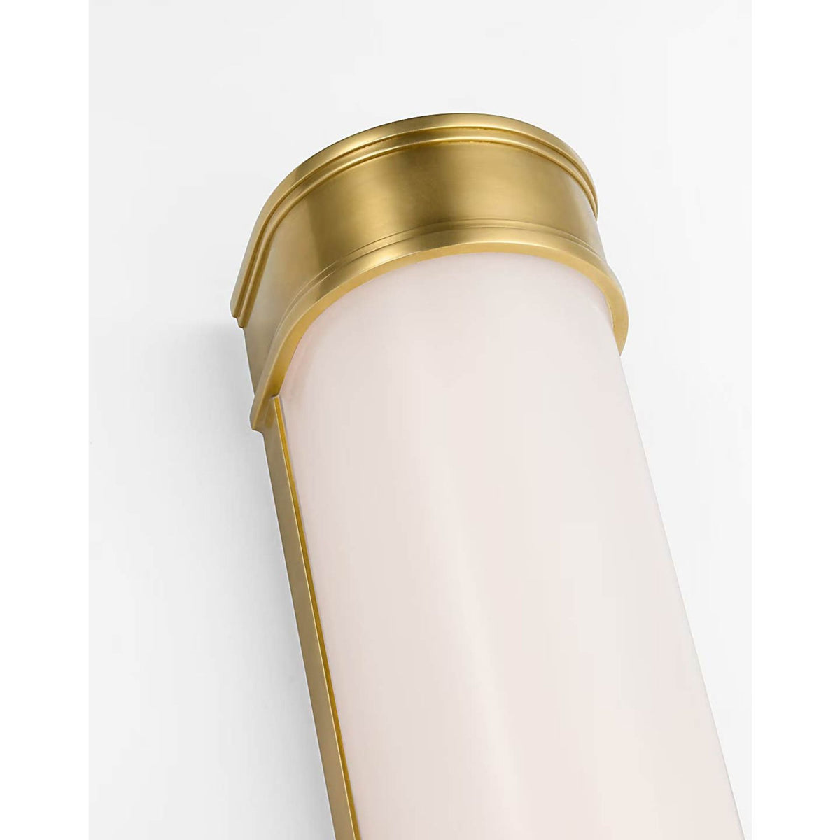 Chapman & Myers Marden 30" Salon Bath Sconce in Antique-Burnished Brass with White Glass W4.25" x H30" x E3.75"