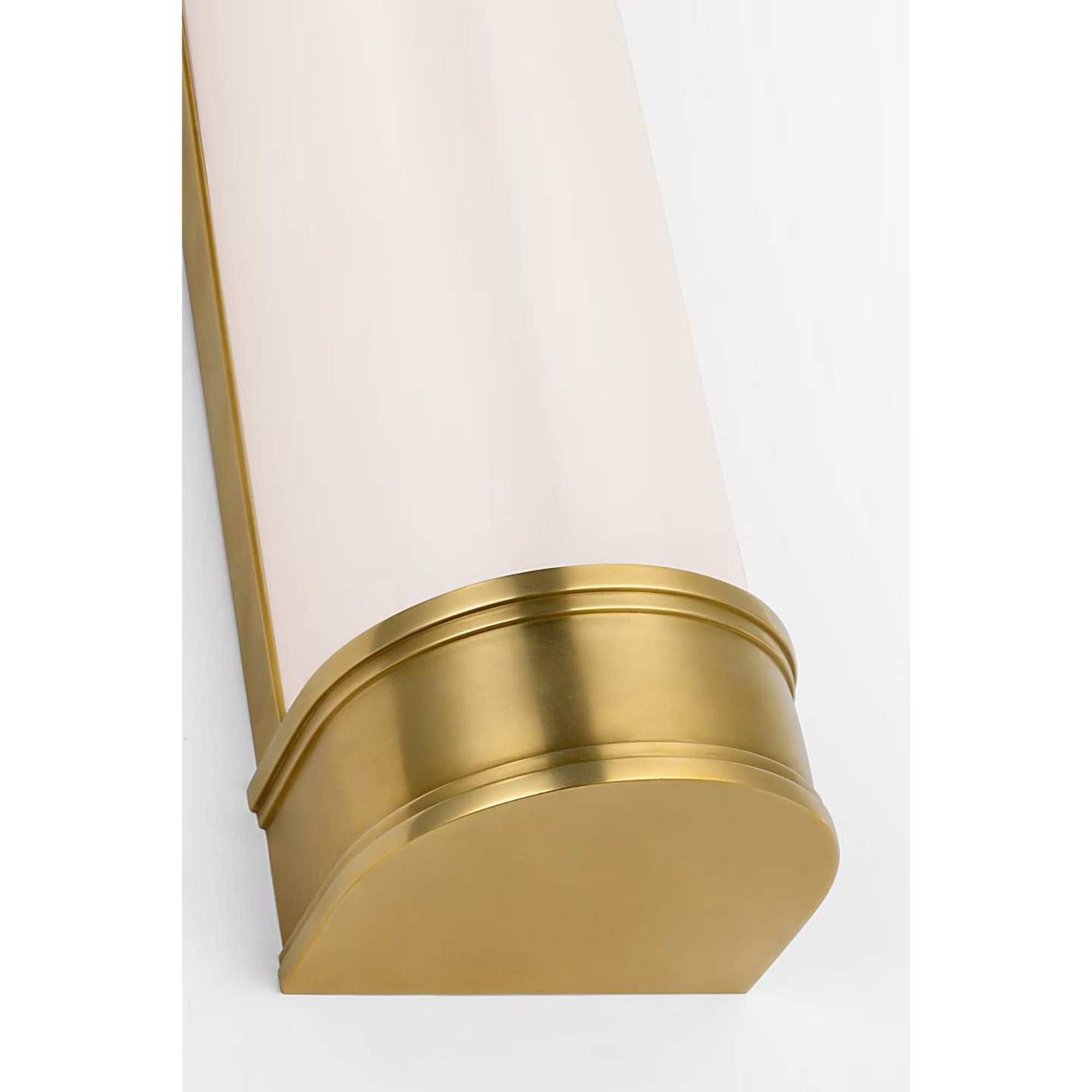 Chapman & Myers Marden 30" Salon Bath Sconce in Antique-Burnished Brass with White Glass W4.25" x H30" x E3.75"