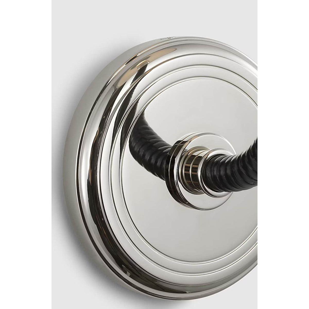 Chapman & Myers Basden Medium Sconce in Polished Nickel and Black Rattan with Linen Shade W5.5" x H14" x E6.5"