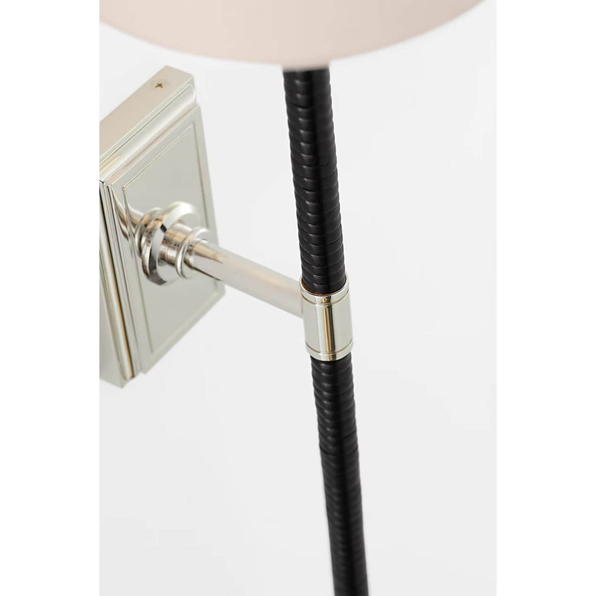 Chapman & Myers Basden 29" Tail Sconce in Polished Nickel and Black Rattan with Linen Shade W6" x H28.5" x E6.75"