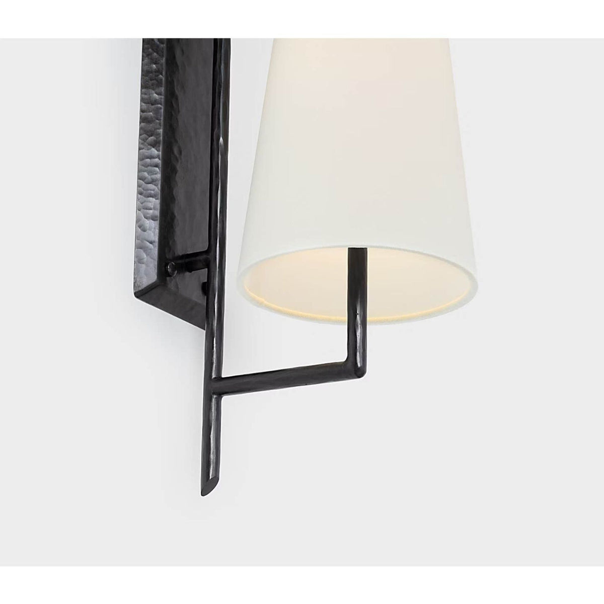 Chapman & Myers Ashton Large Single Sculpted Sconce in Aged Iron with Linen Shade W6" x H20" x E8.75"