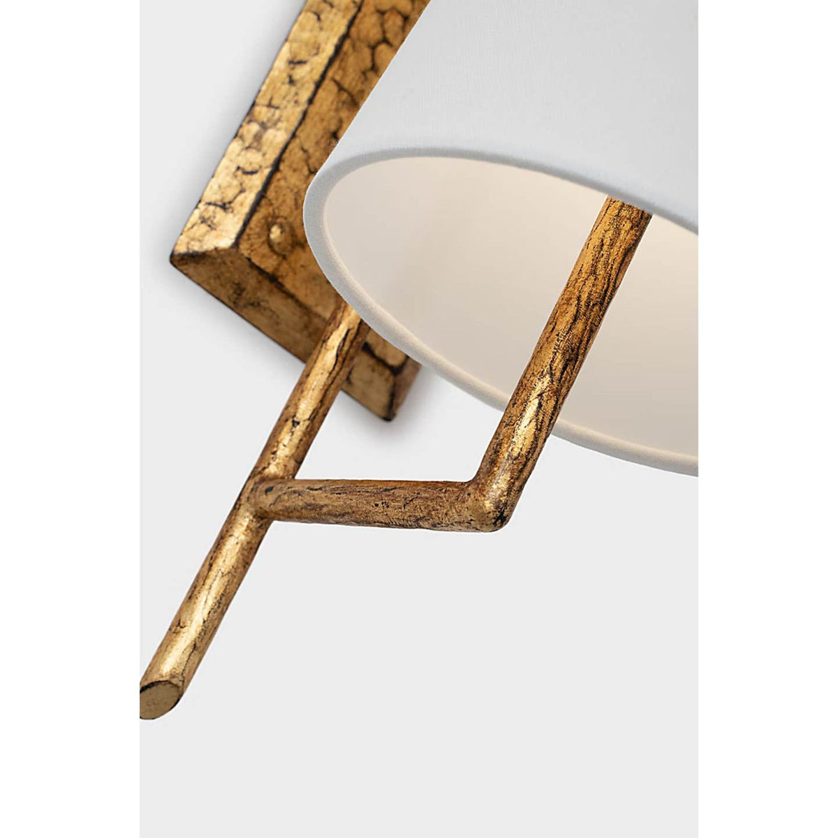 Chapman & Myers Ashton Large Single Sculpted Sconce in Gilded Iron with Linen Shade W6" x H20" x E8.75"