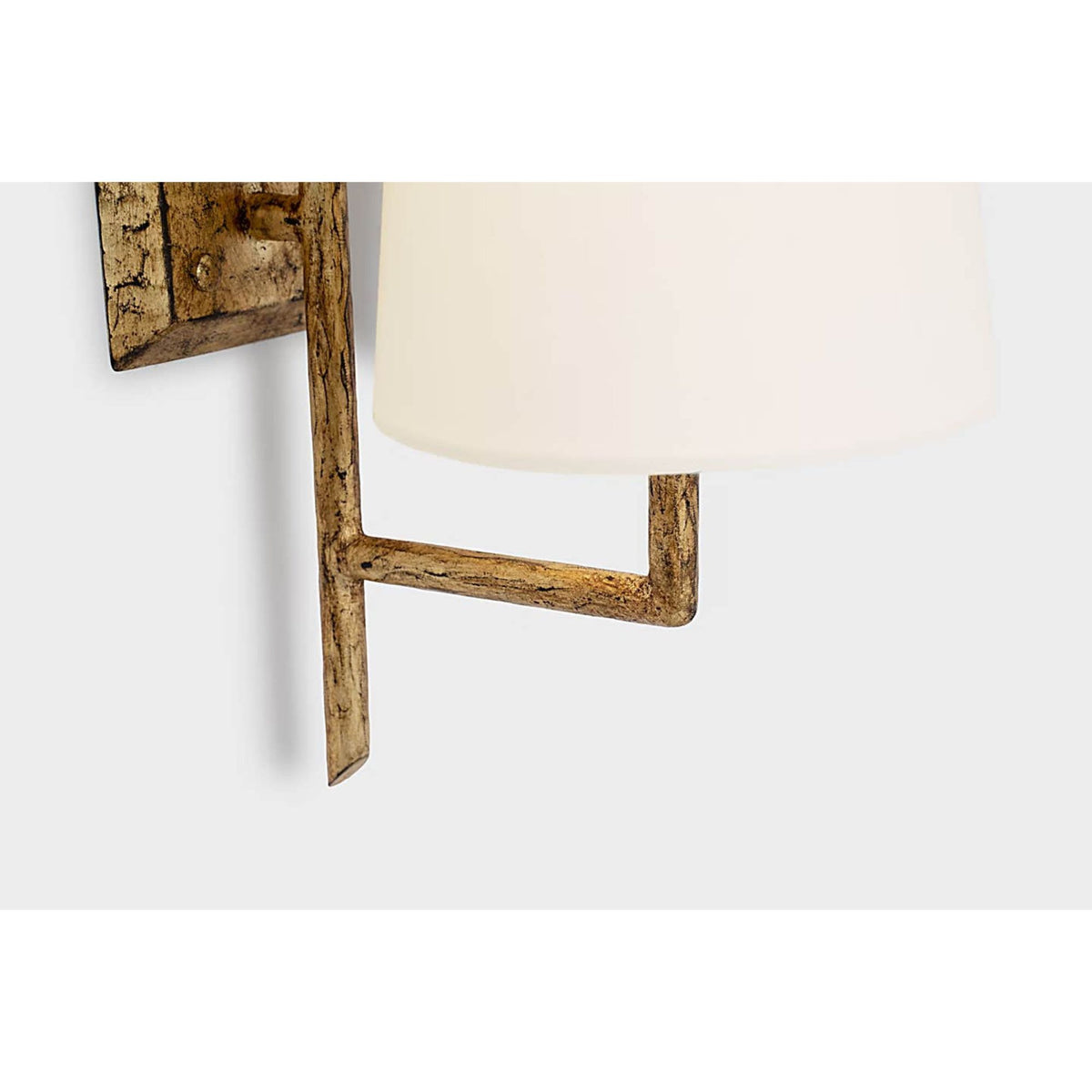 Chapman & Myers Ashton Large Single Sculpted Sconce in Gilded Iron with Linen Shade W6" x H20" x E8.75"