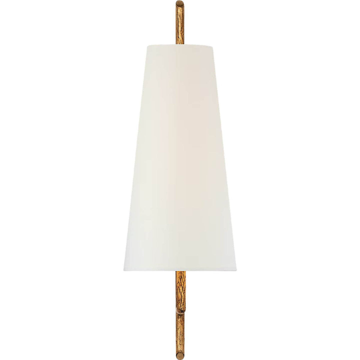 Chapman & Myers Ashton Large Single Sculpted Sconce in Gilded Iron with Linen Shade W6" x H20" x E8.75"