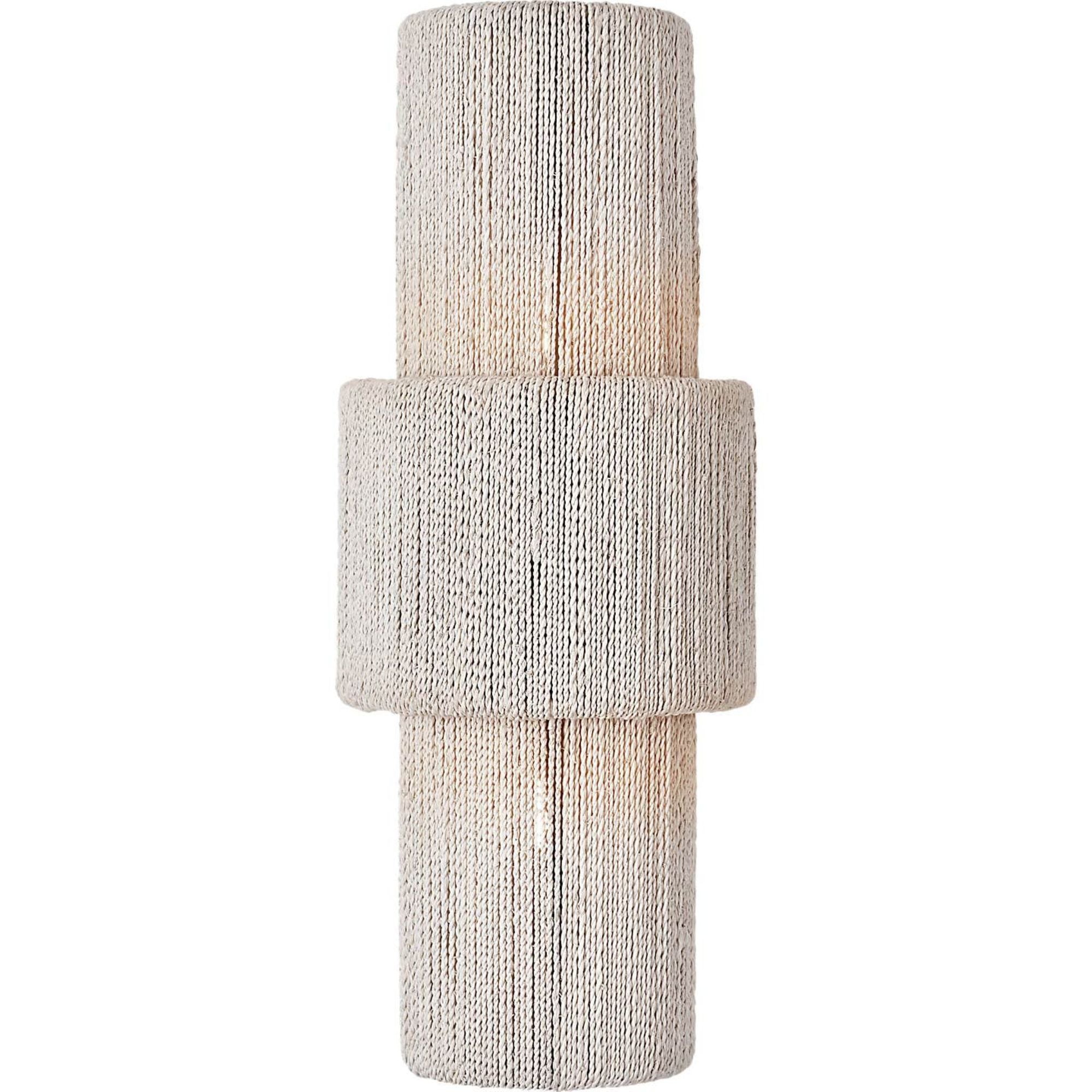 Chapman & Myers Dorado 17" Sconce in Antique-Burnished Brass and Washed Abaca W6.5" x H16.75" x E4"