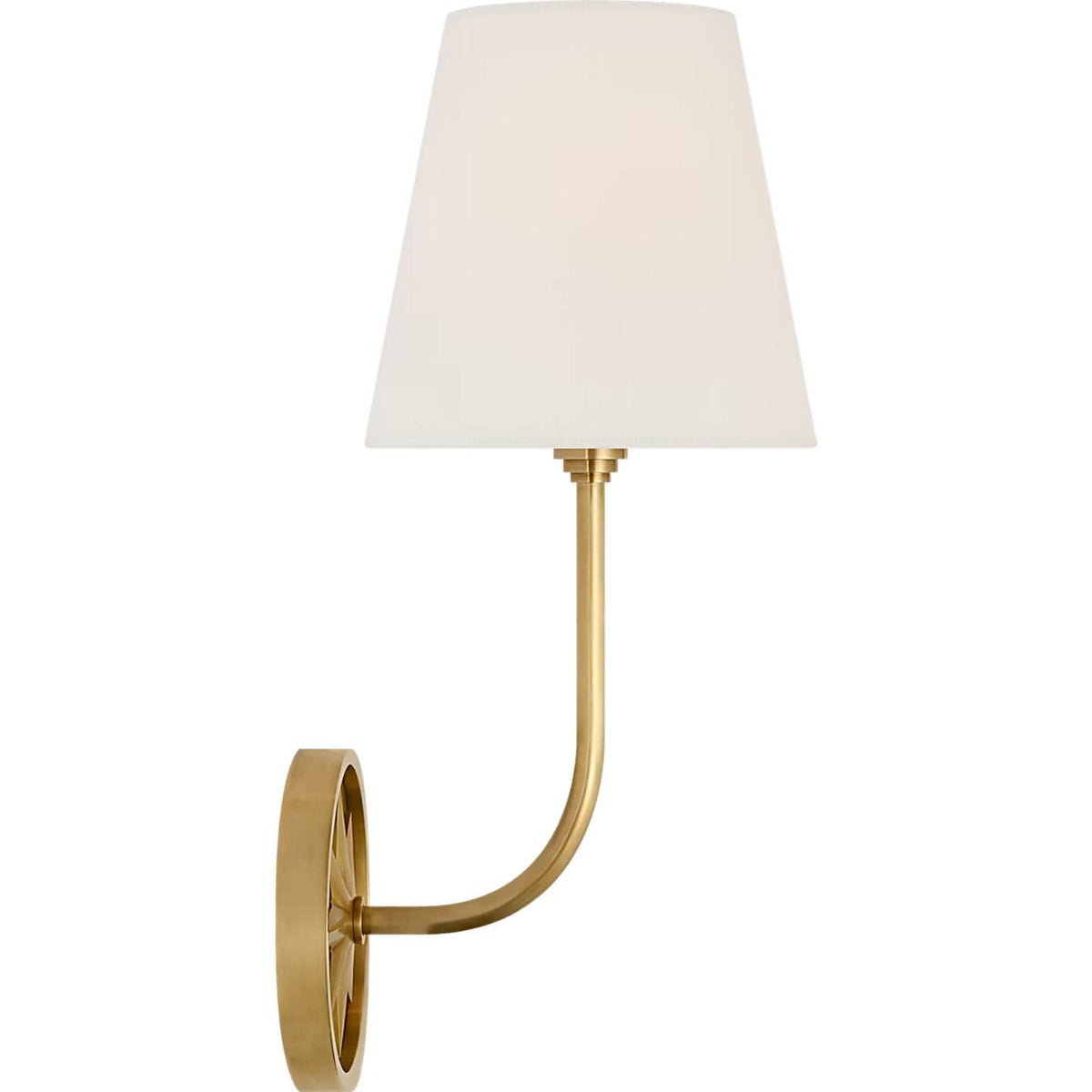 Chapman & Myers Polaris 15" Sconce in Antique-Burnished Brass with Linen Shade W6" x H14.75" x E7"