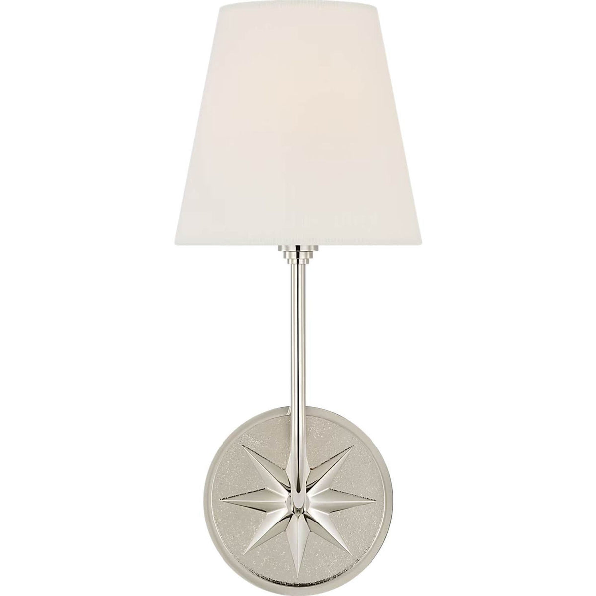 Chapman & Myers Polaris 15" Sconce in Polished Nickel with Linen Shade W6" x H14.75" x E7"