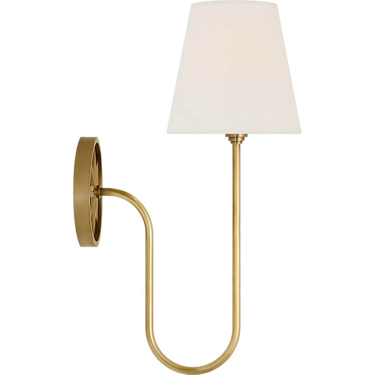 Chapman & Myers Polaris 17" Single Sconce in Antique-Burnished Brass with Linen Shade W6" x H16.5" x E10"