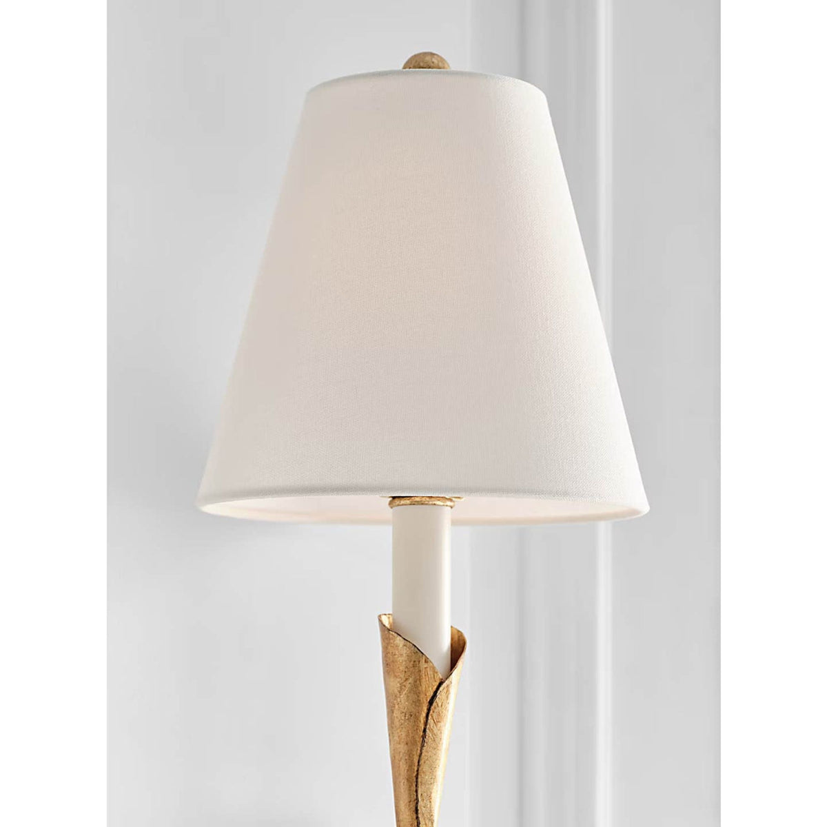 Chapman & Myers Aiden Large Tail Sconce in Gilded Iron with Linen Shade W8.5" x H32" x E8.75"