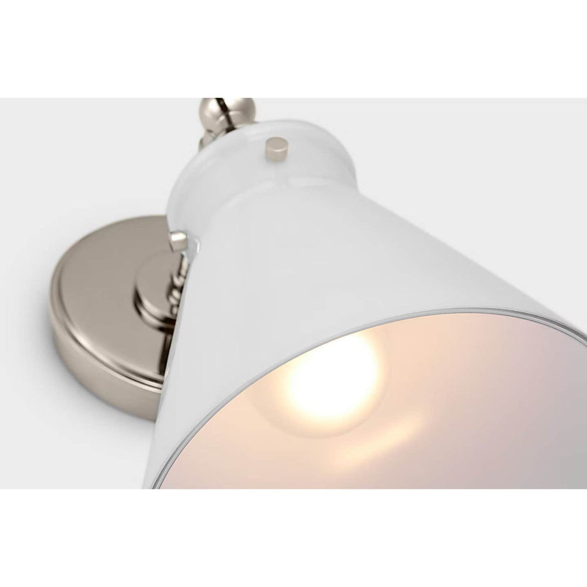 Chapman & Myers Parkington Small Single Wall Light in Polished Nickel with White Glass W7.25" x H11.5" x E8.75"