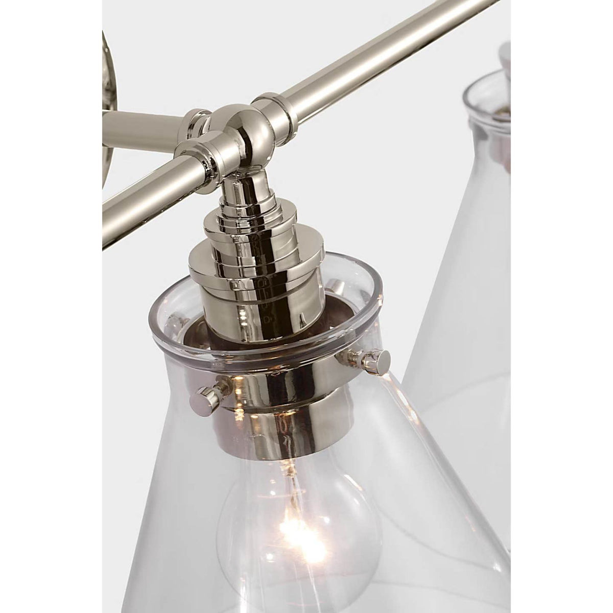 Chapman & Myers Parkington 24" Three Light Bath Bar in Polished Nickel with Clear Glass W24" x H11.5" x E8.75"