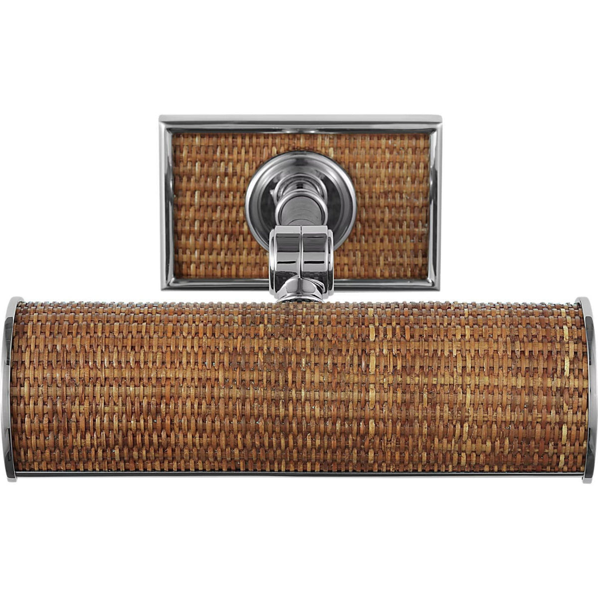 Chapman & Myers Halwell 8" Picture Light in Polished Nickel and Natural Woven Rattan W8" x H2.75" - 4.5" x E6.25" - 8.25"