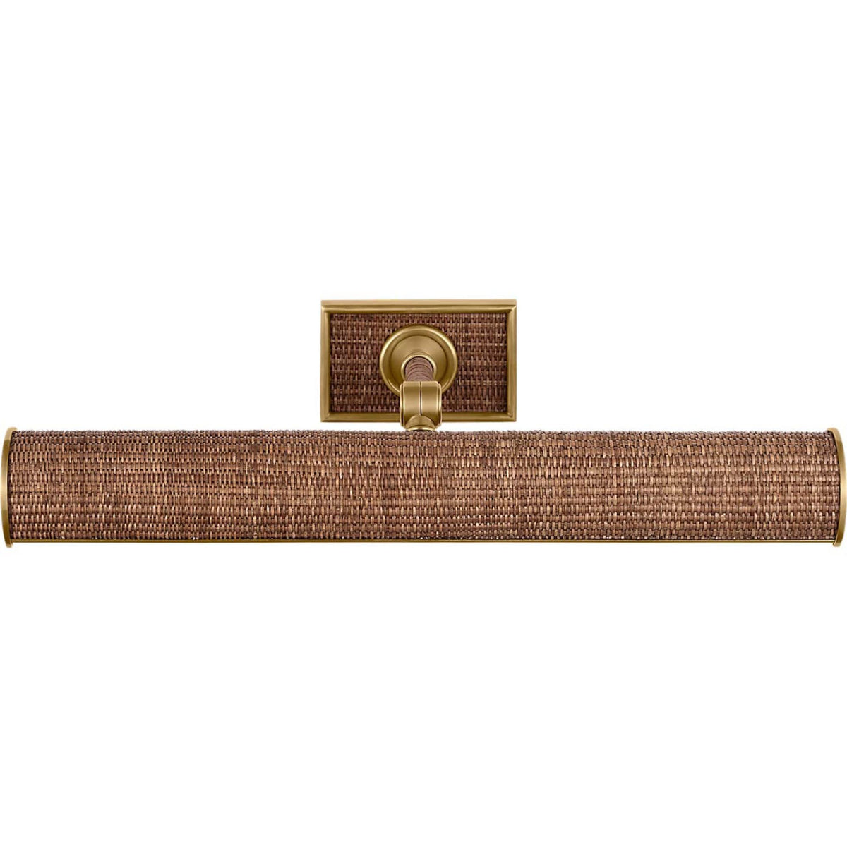 Chapman & Myers Halwell 18" Picture Light in Brass and Natural Woven Rattan W18" x H2.75" - 4.5" x E6.25" - 8.25"