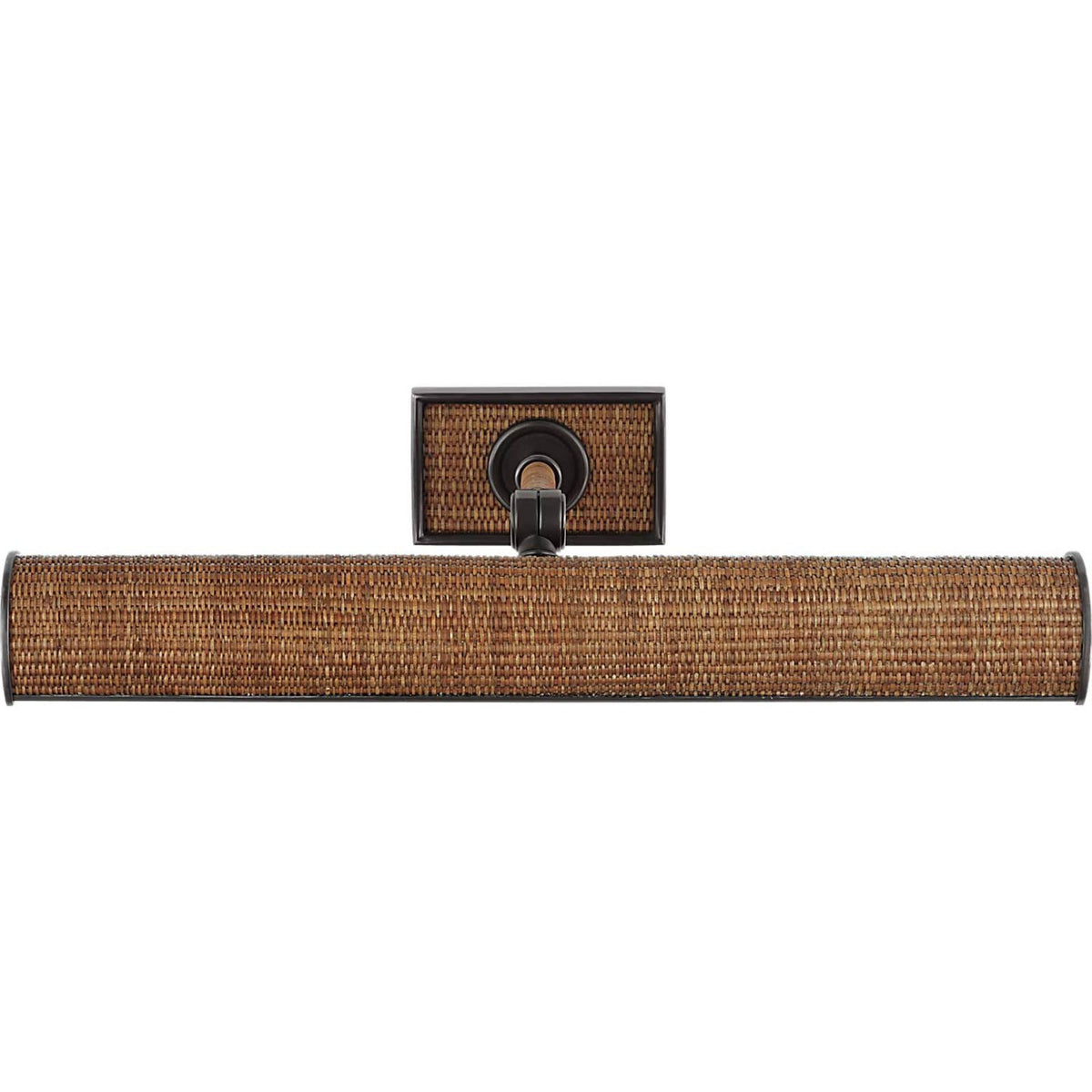 Chapman & Myers Halwell 18" Picture Light in Bronze and Natural Woven Rattan W18" x H2.75" - 4.5" x E6.25" - 8.25"