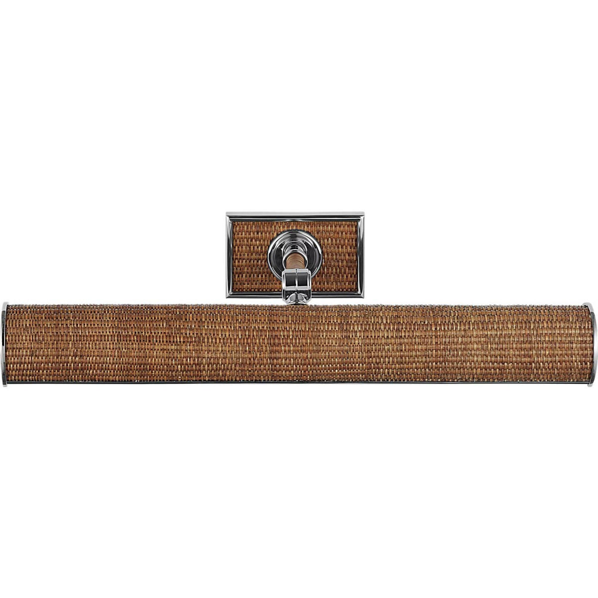 Chapman & Myers Halwell 18" Picture Light in Polished Nickel and Natural Woven Rattan W18" x H2.75" - 4.5" x E6.25" - 8.25"