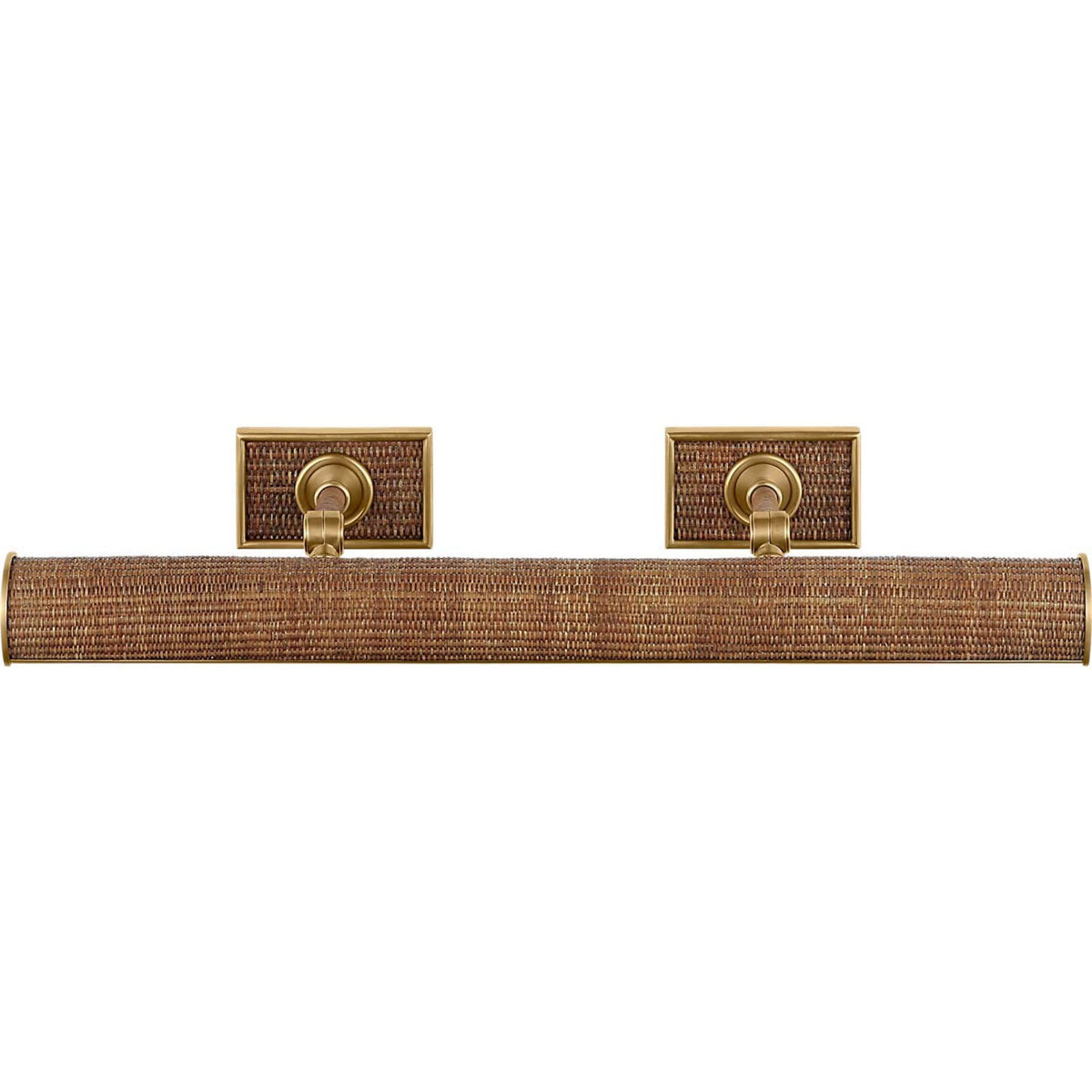 Chapman & Myers Halwell 24" Picture Light in Antique-Burnished Brass and Natural Woven Rattan W24" x H2.75" - 4.5" x E6.25" - 8.25"