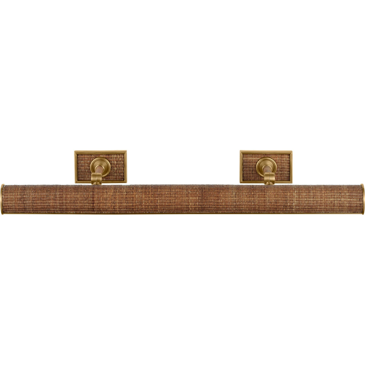 Chapman & Myers Halwell 30" Picture Light in Antique-Burnished Brass and Natural Woven Rattan W30" x H2.75" - 4.5" x E6.25" - 8.25"