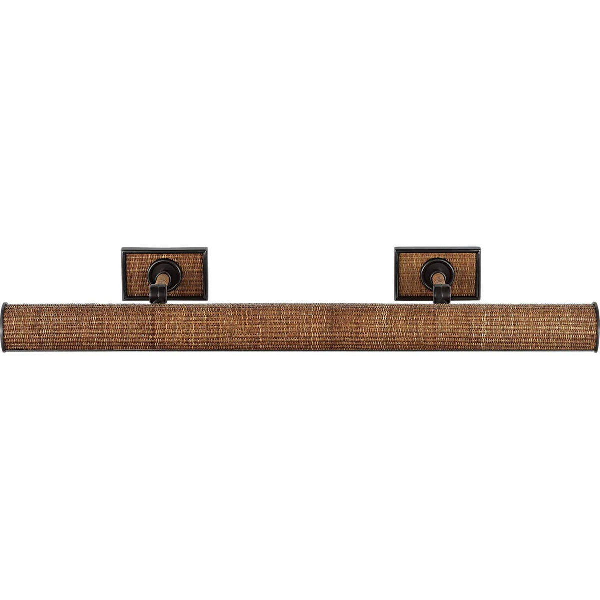 Chapman & Myers Halwell 30" Picture Light in Bronze and Natural Woven Rattan W30" x H2.75" - 4.5" x E6.25" - 8.25"
