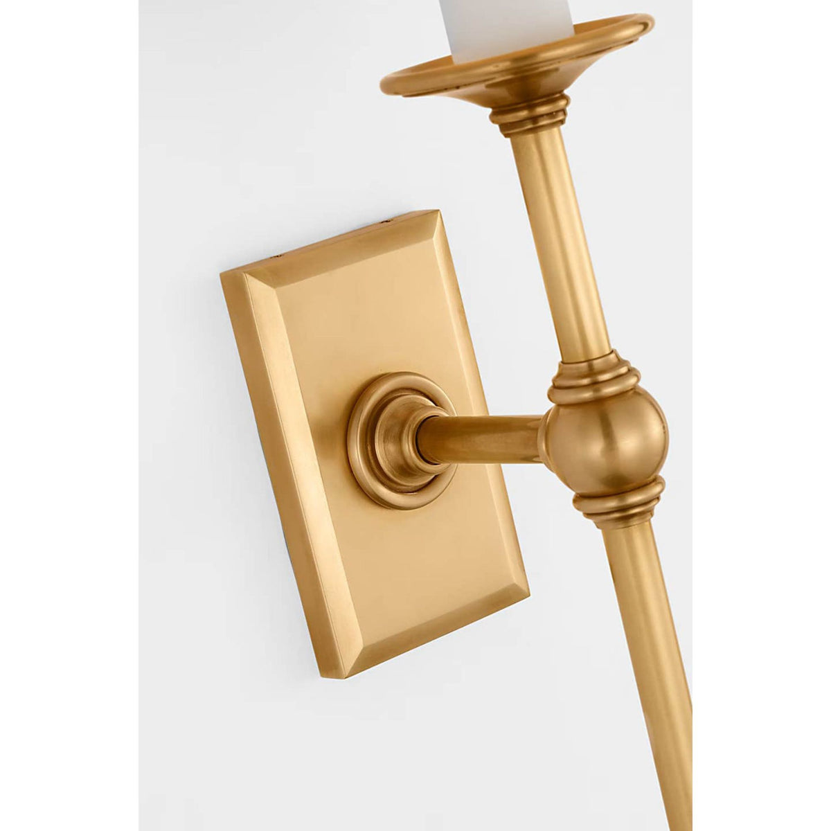 Chapman & Myers Classic 19" Tail Sconce in Antique-Burnished Brass with Linen Shades W5" x H18.5" x E6.5"