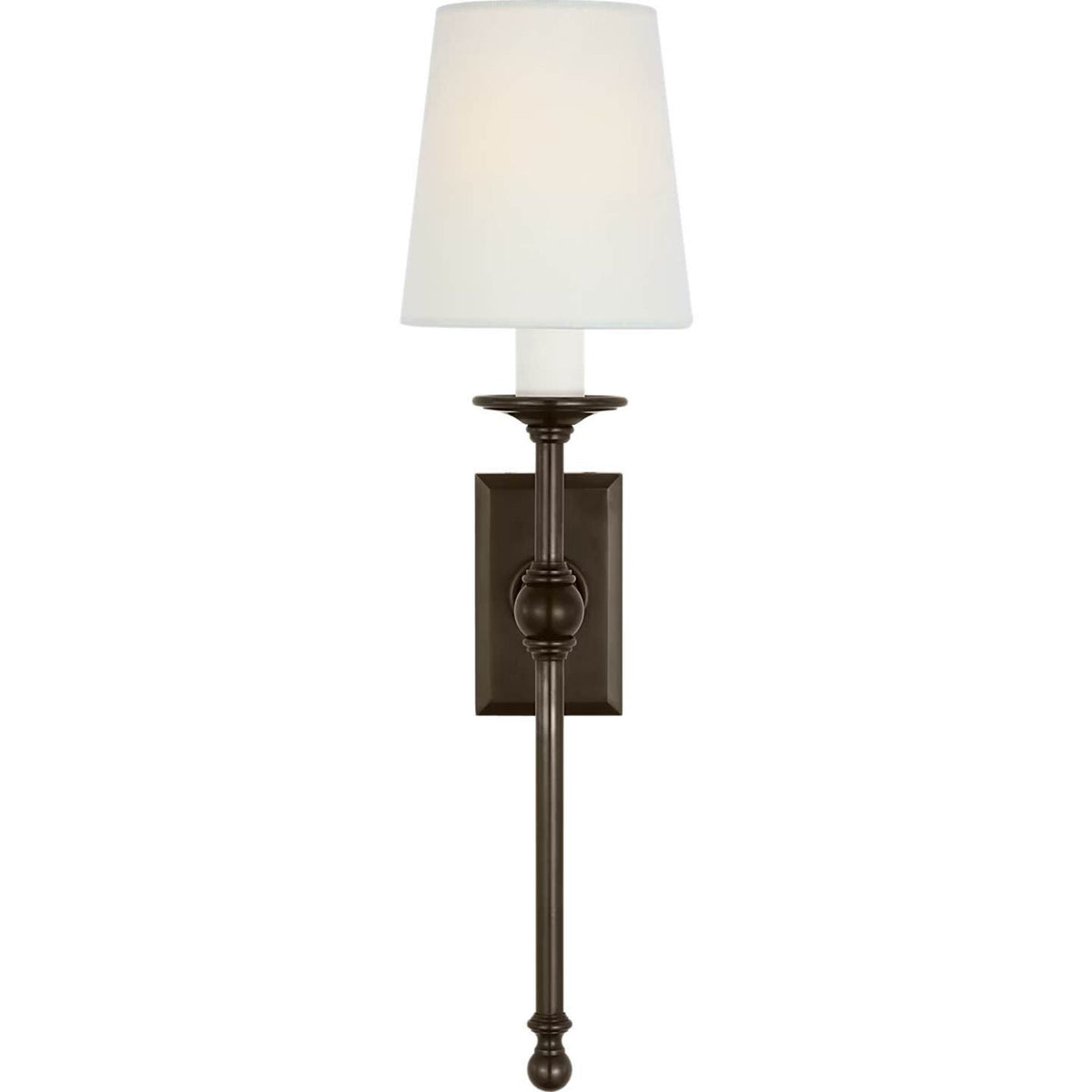 Chapman & Myers Classic 19" Tail Sconce in Bronze with Linen Shades W5" x H18.5" x E6.5"