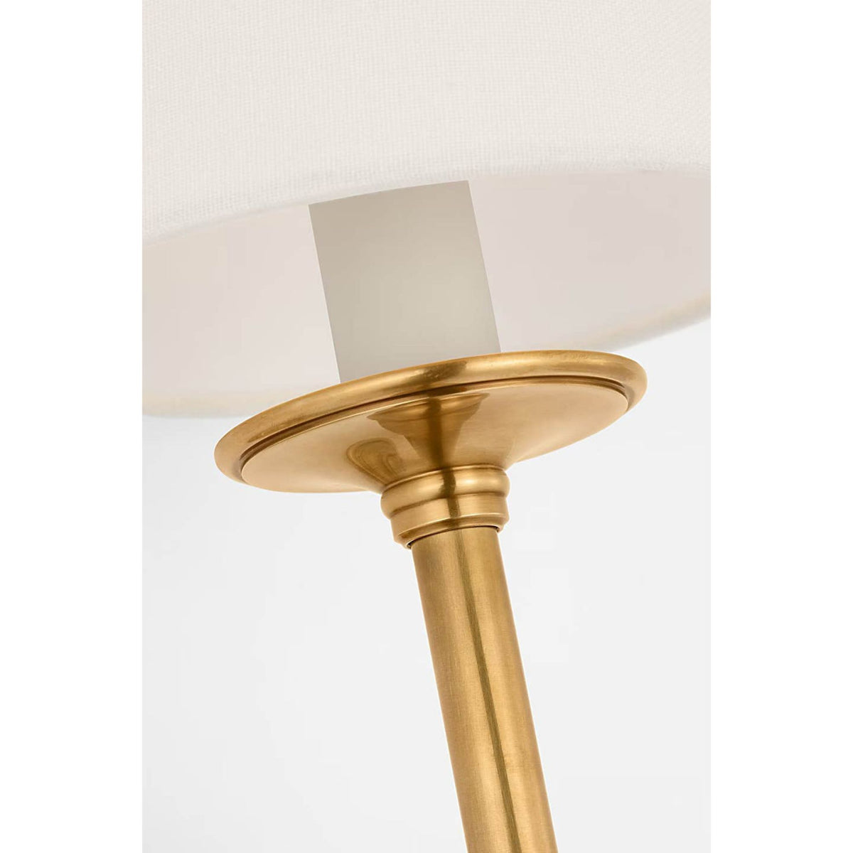 Chapman & Myers Classic 27" Tail Sconce in Antique-Burnished Brass with Linen Shade W6.5" x H28.25" x E7.75"