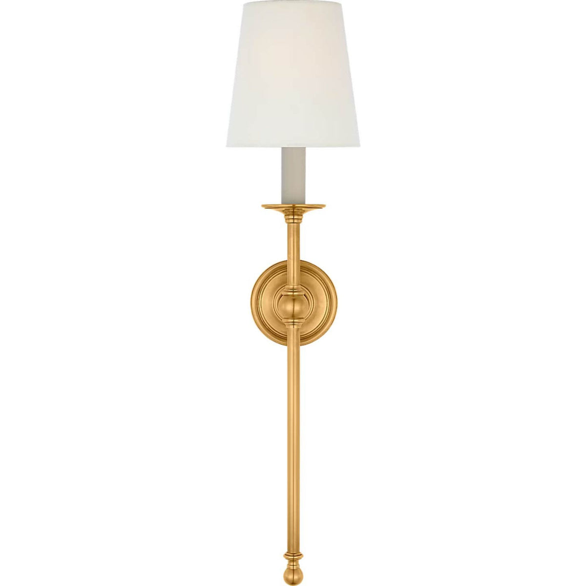 Chapman & Myers Classic 27" Tail Sconce in Antique-Burnished Brass with Linen Shade W6.5" x H28.25" x E7.75"