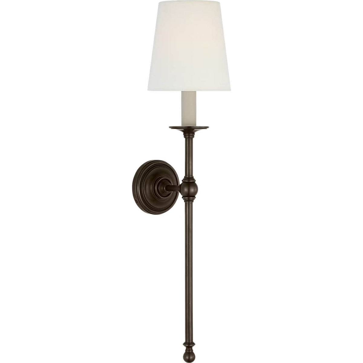 Chapman & Myers Classic 27" Tail Sconce in Bronze with Linen Shade W6.5" x H28.25" x E7.75"