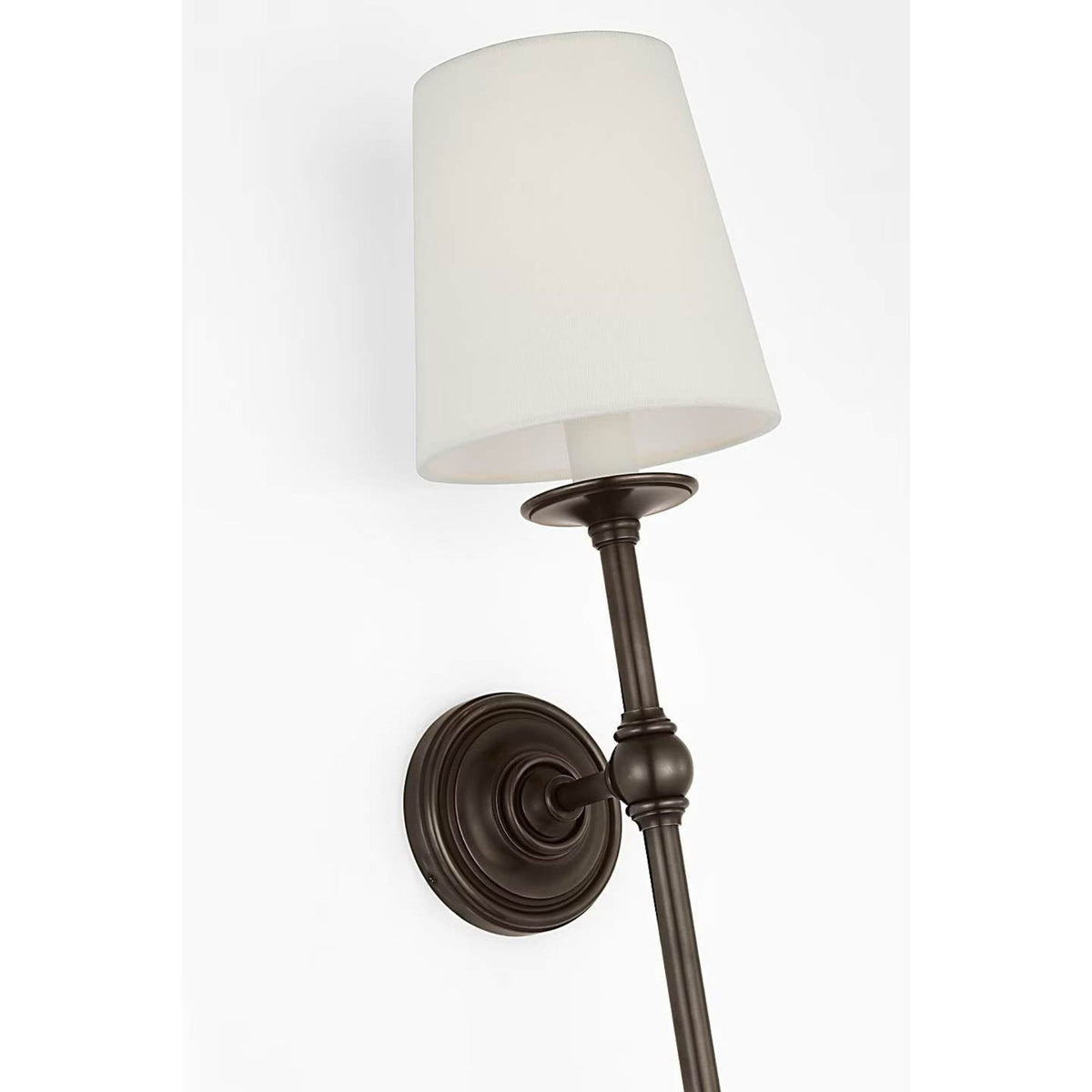 Chapman & Myers Classic 27" Tail Sconce in Bronze with Linen Shade W6.5" x H28.25" x E7.75"