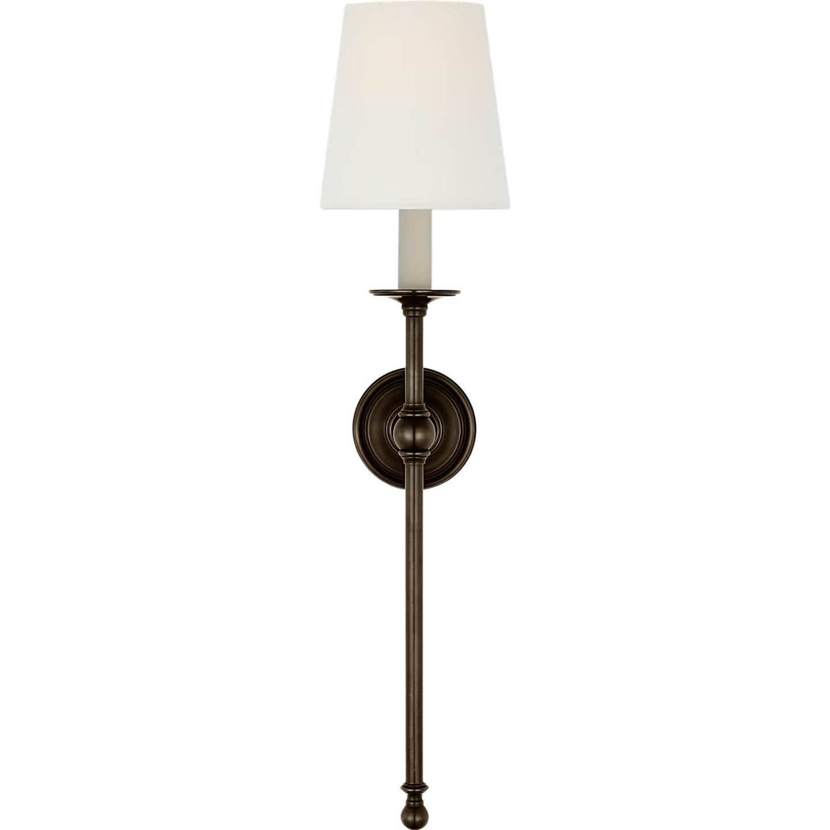 Chapman & Myers Classic 27" Tail Sconce in Bronze with Linen Shade W6.5" x H28.25" x E7.75"
