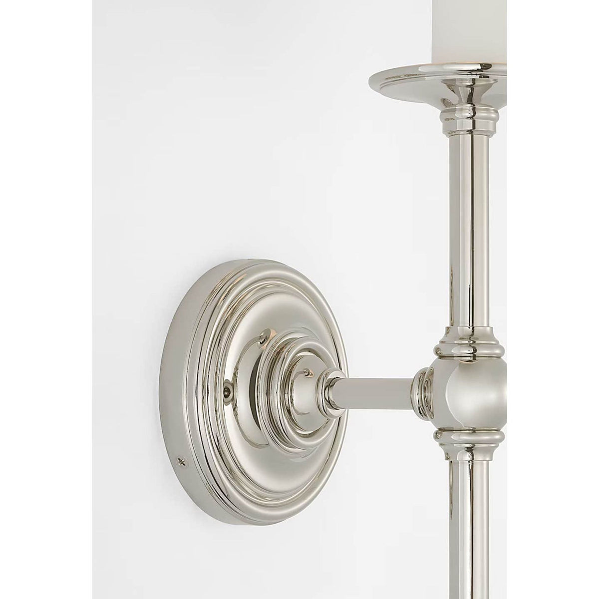 Chapman & Myers Classic 27" Tail Sconce in Polished Nickel with Linen Shade W6.5" x H28.25" x E7.75"